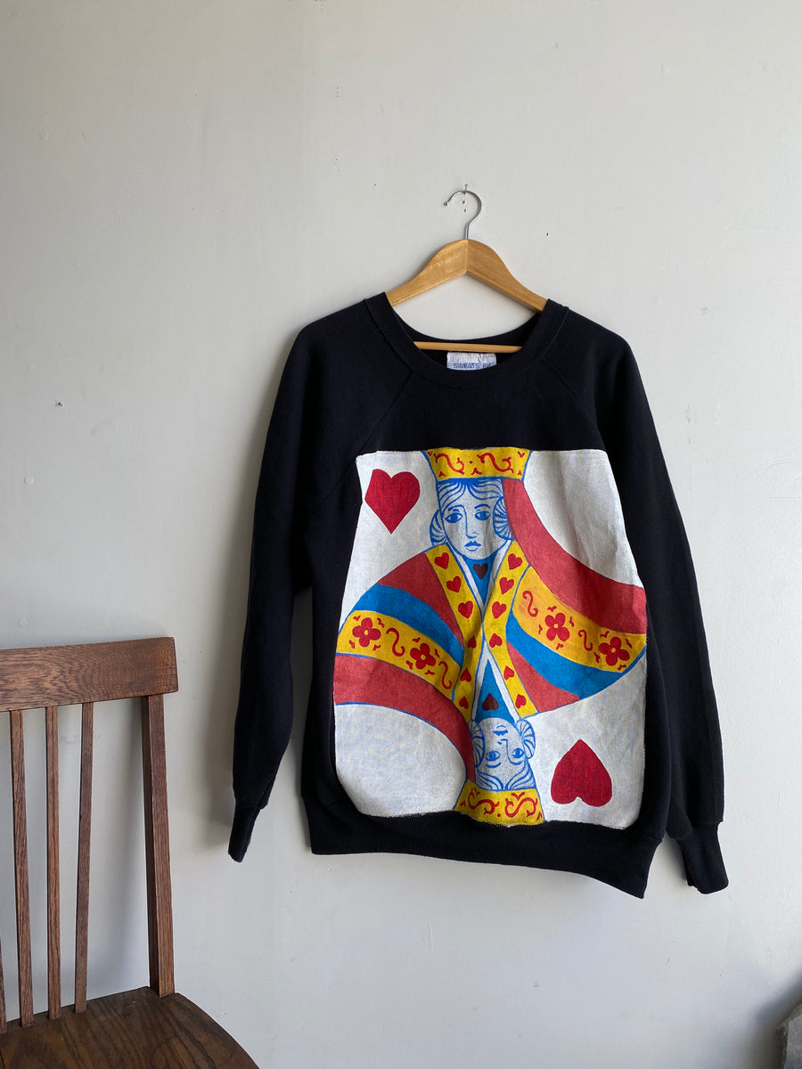 1990s Hand Painted Queen of Hearts Sweatshirt (XL) – Handbook 1990s Hand Painted Queen of Hearts Sweatshirt (XL) – Handbook