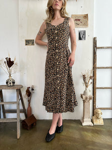 1990s Button Front Floral Maxi Dress (M/L)