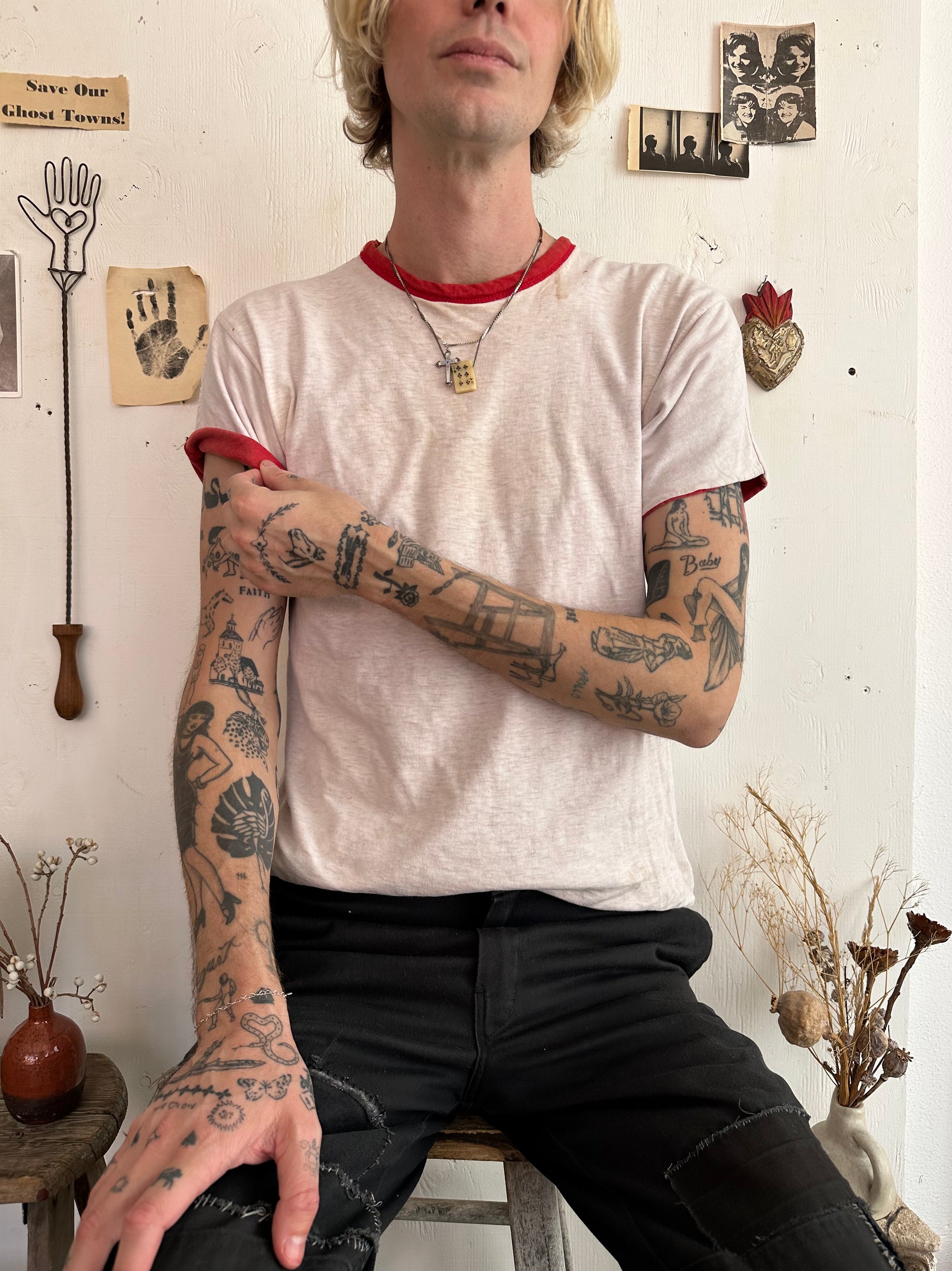 1960s Sunfaded Double-Faded Athletic Tee