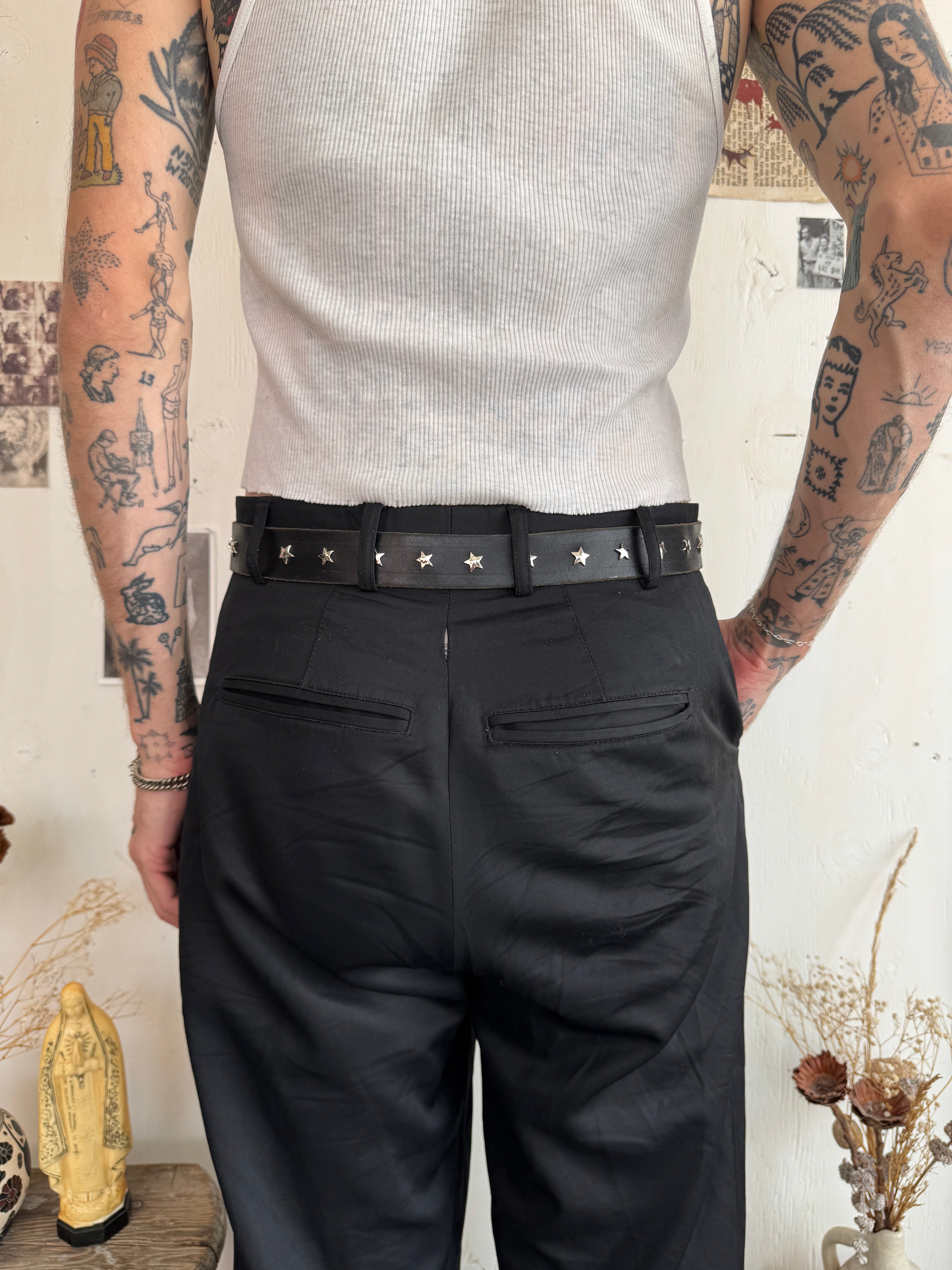 Hand Studded Leather Belt W/ Stars (36" - 38")