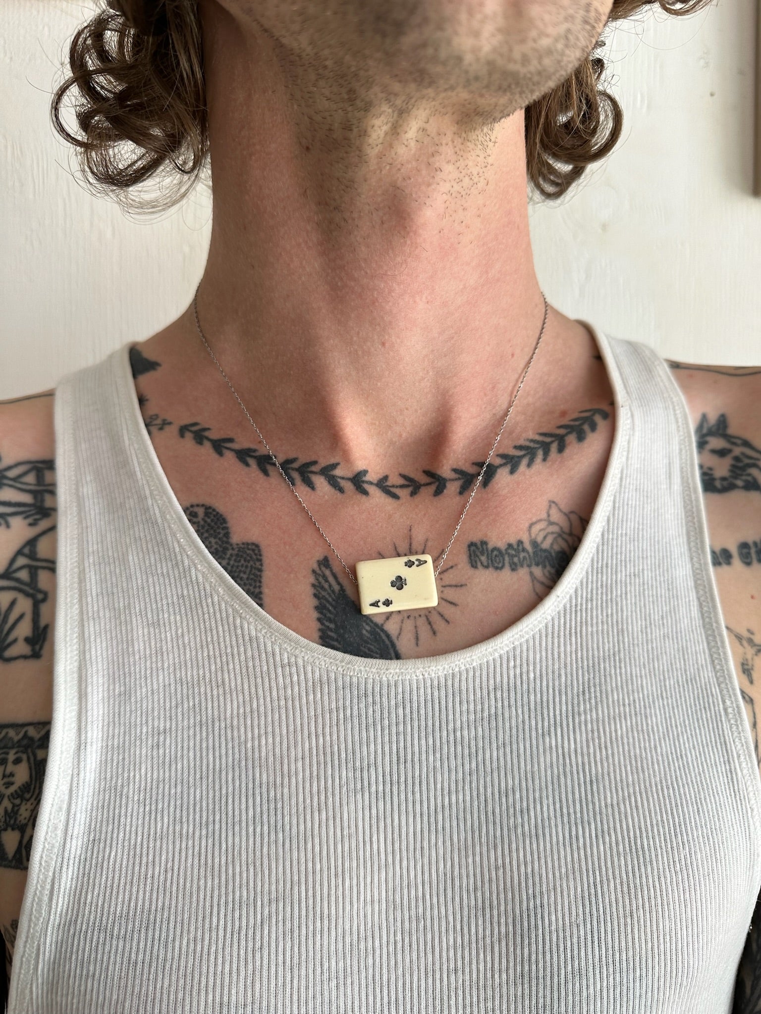 1940s Ace of Clubs Playing Card Necklace (17”)