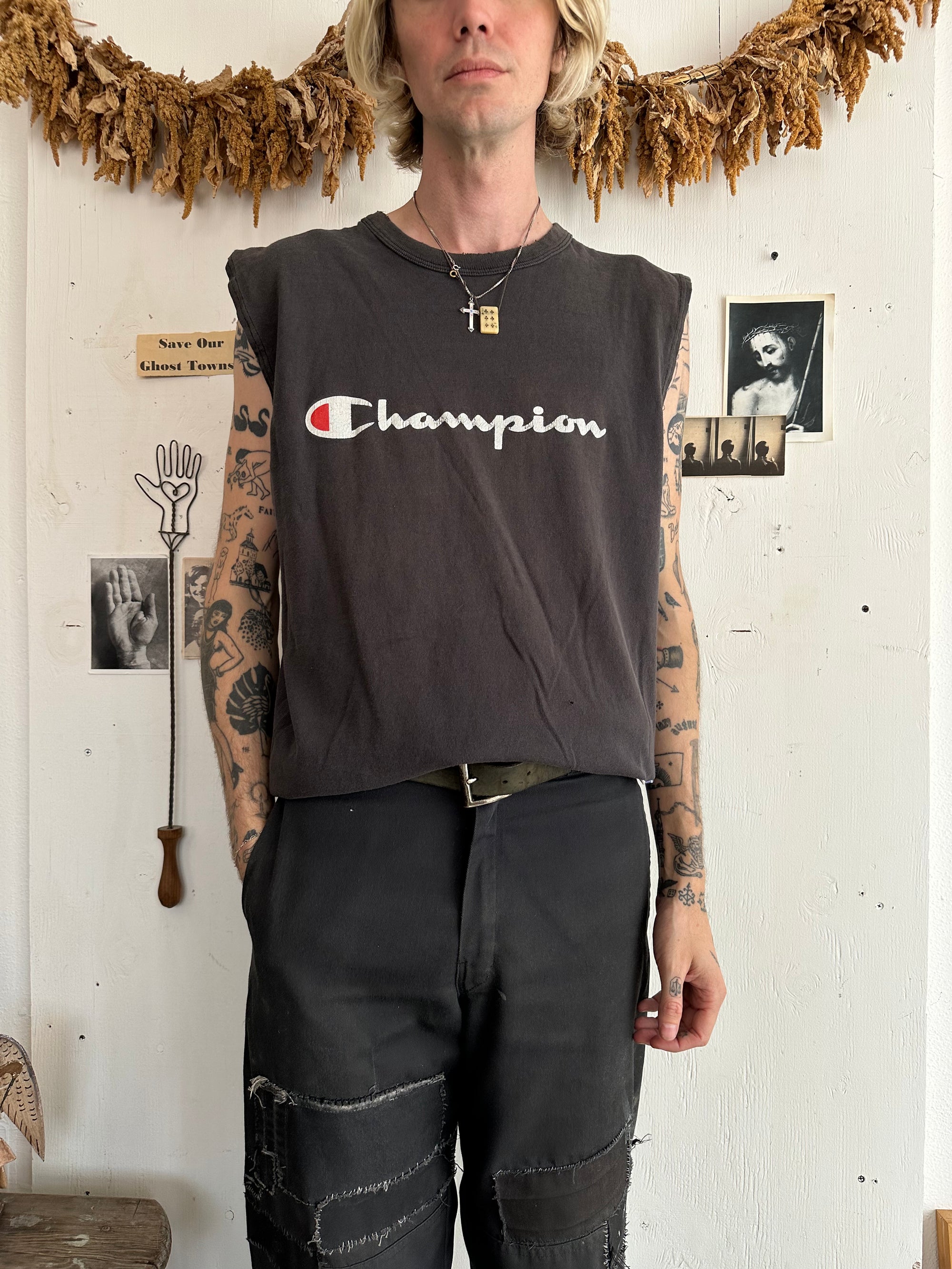 1990s Sunfaded Champion Muscle Tee