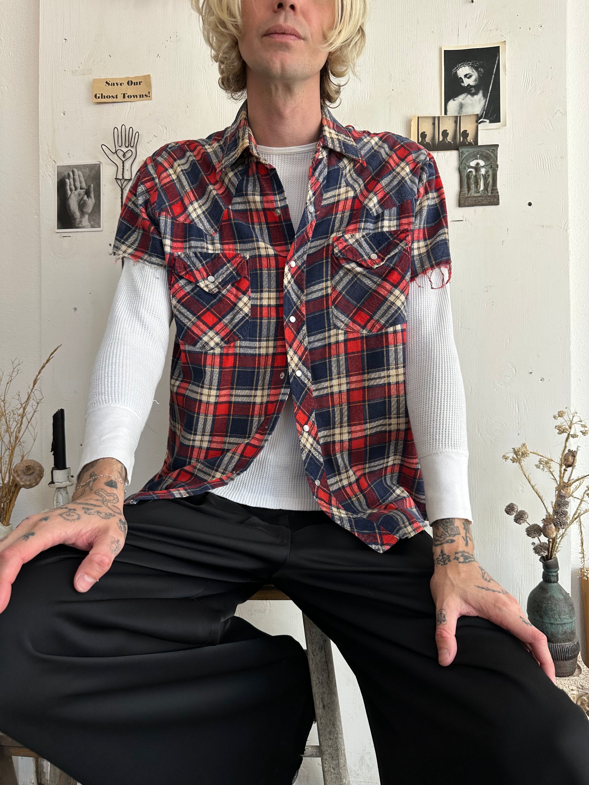 1990s Snap Button Dickies Short Sleeve Button Up