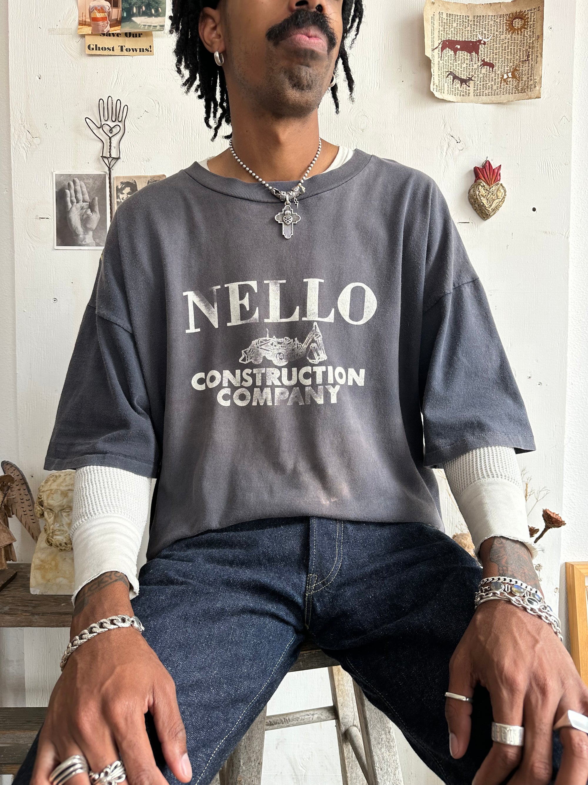 1990s Oversized Sunfaded Construction Company Tee