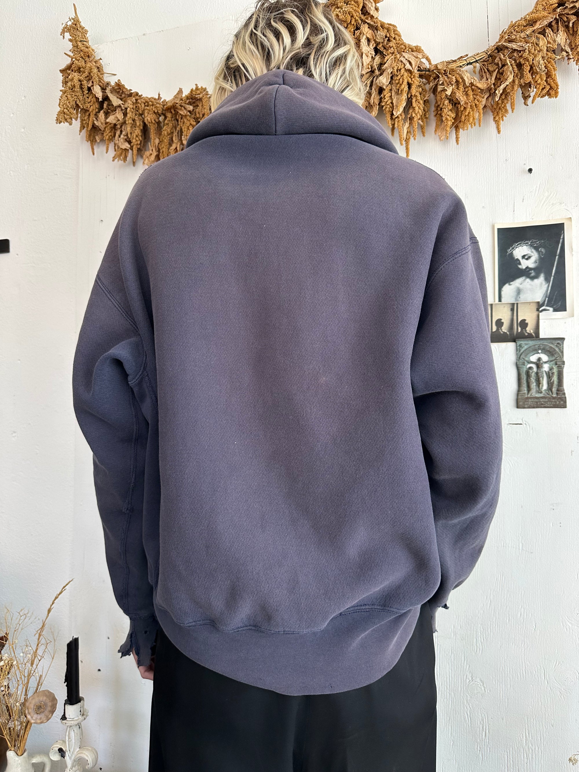 1990s Thrashed and Sunfaded Heavyweight Hoodie W/ Pins