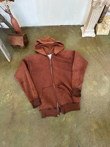 1970s Sun-Faded Thermal Lined Brown Hoodie (S/M)