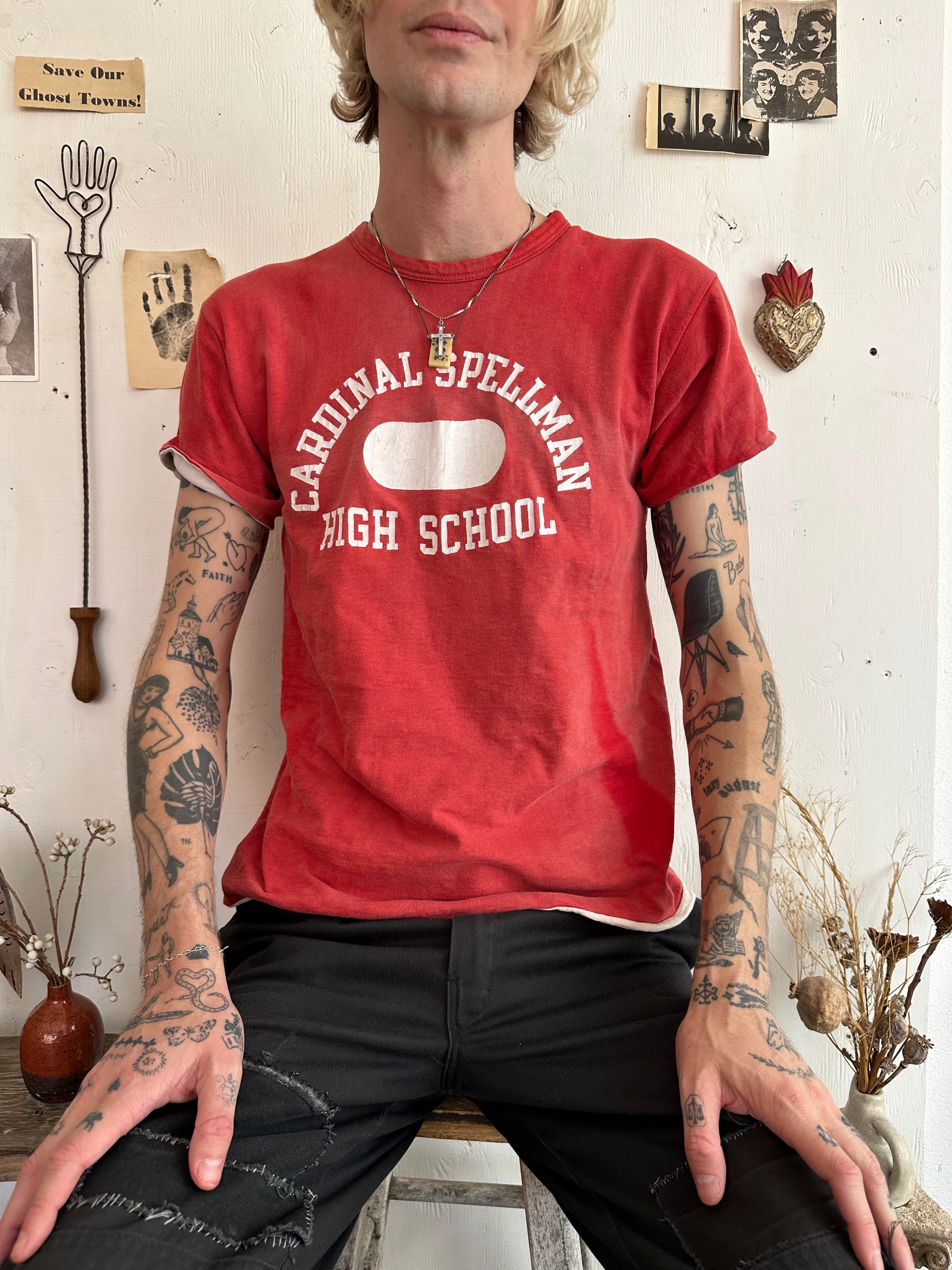 1960s Sunfaded Double-Faded Athletic Tee