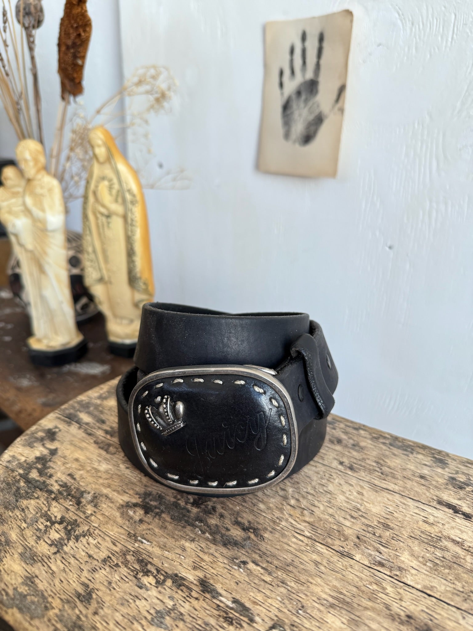 Vintage Leather Belt W/ Juicy Couture Buckle (38” - 42”)