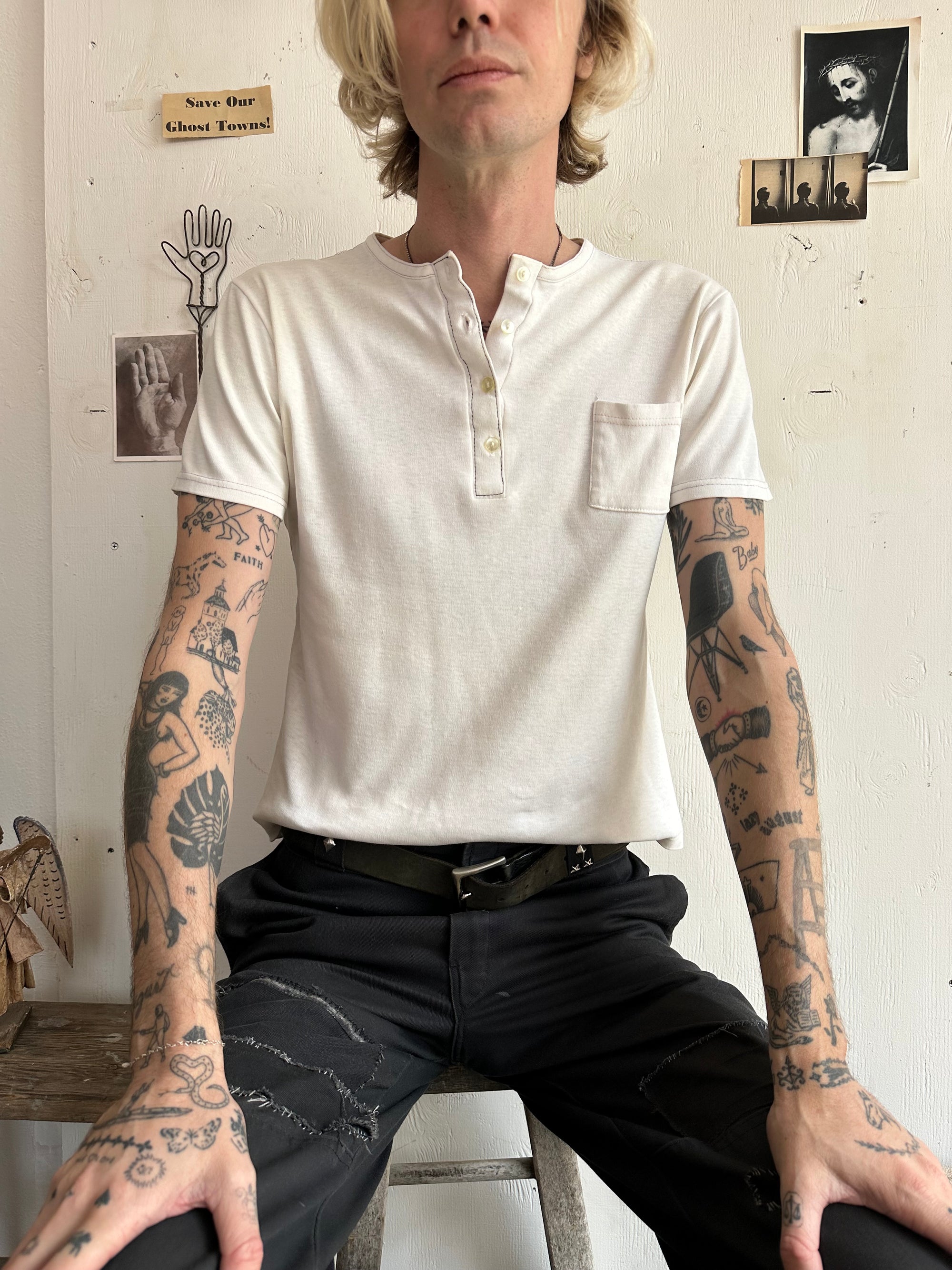 1980s Well Worn Short Sleeve Henley