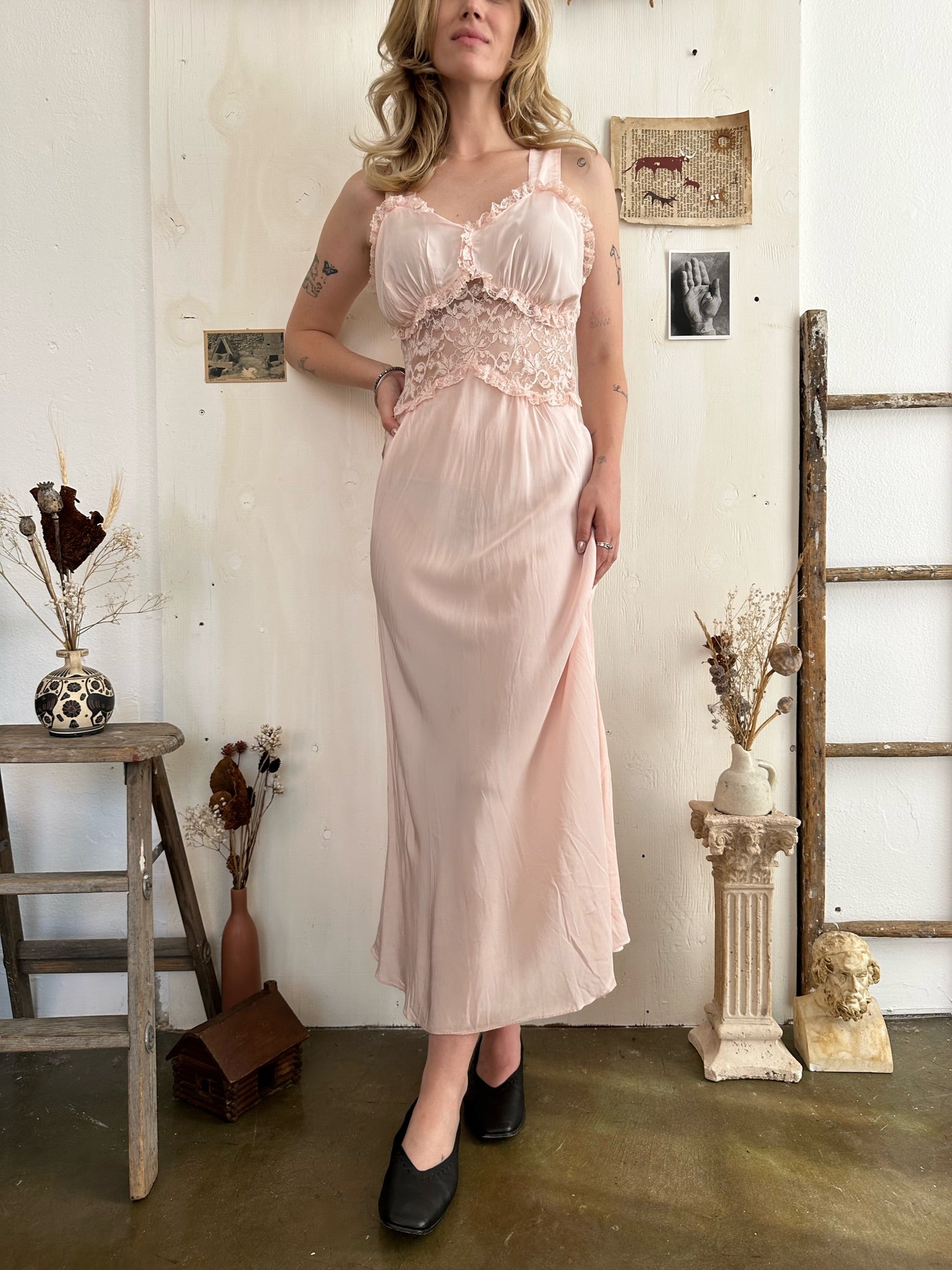 1960s Lace Waist Maxi Slip (M)