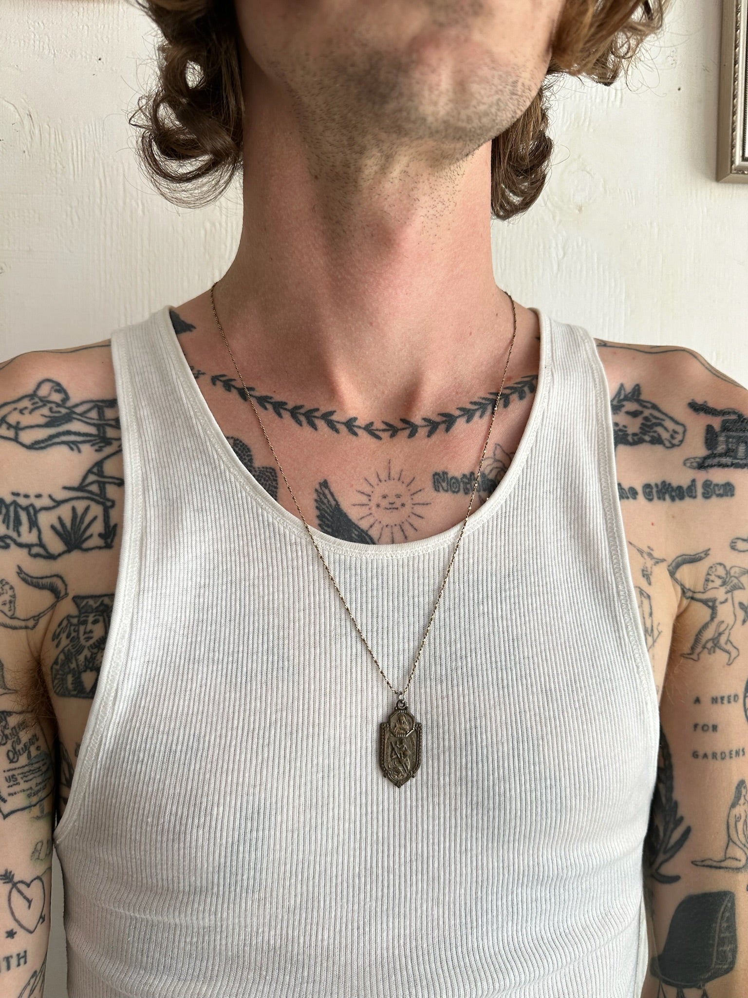 Vintage St. Christopher Shield Necklace (24”)