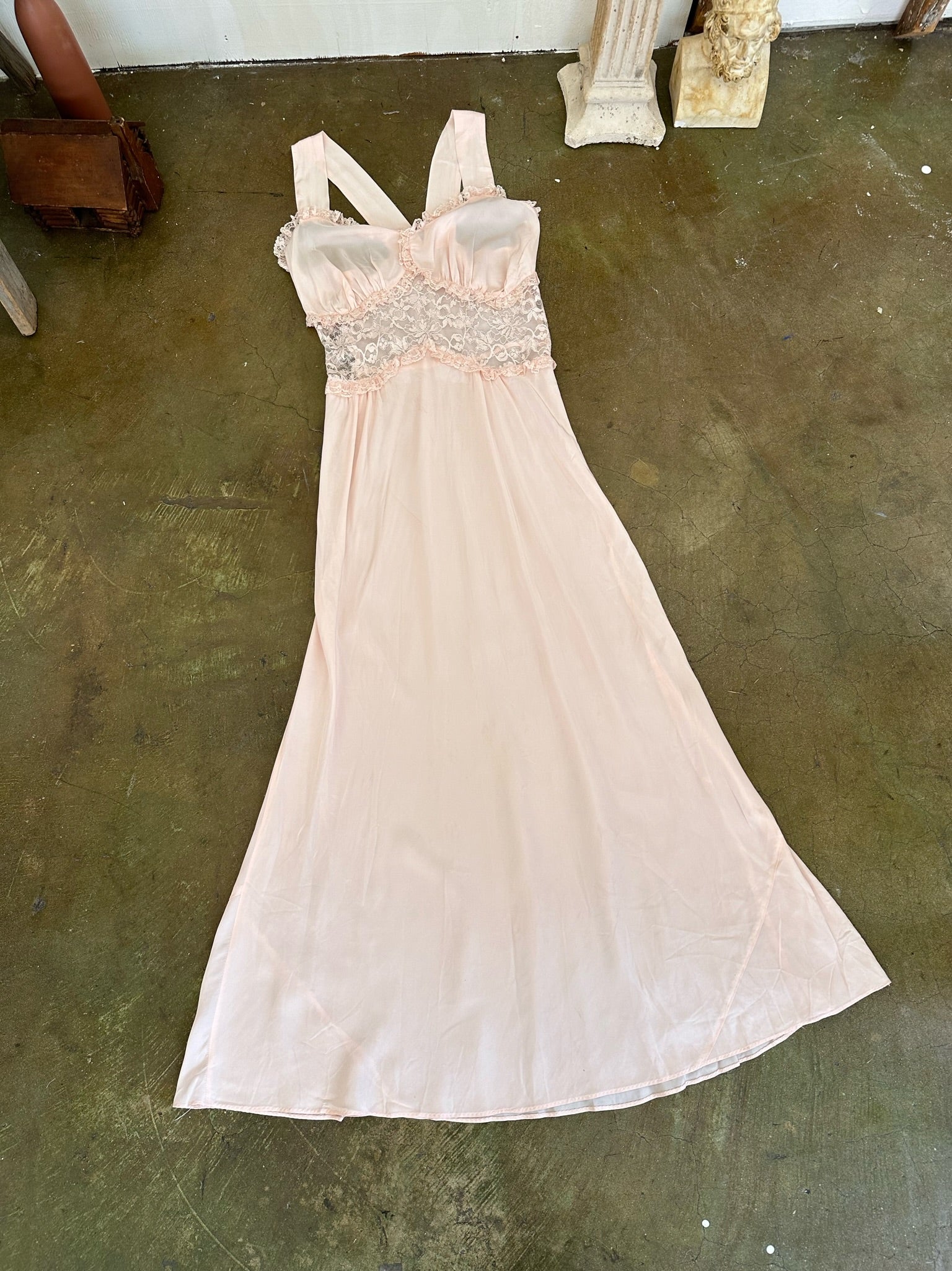1960s Lace Waist Maxi Slip (M)
