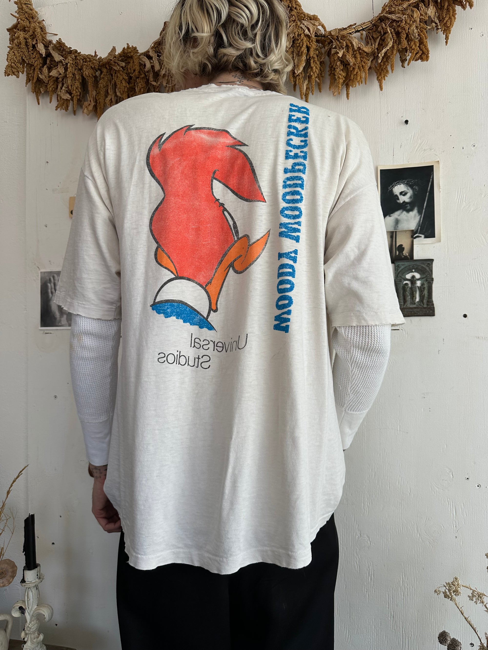 1980s Thrashed and Repaired Woody Woodpecker Tee