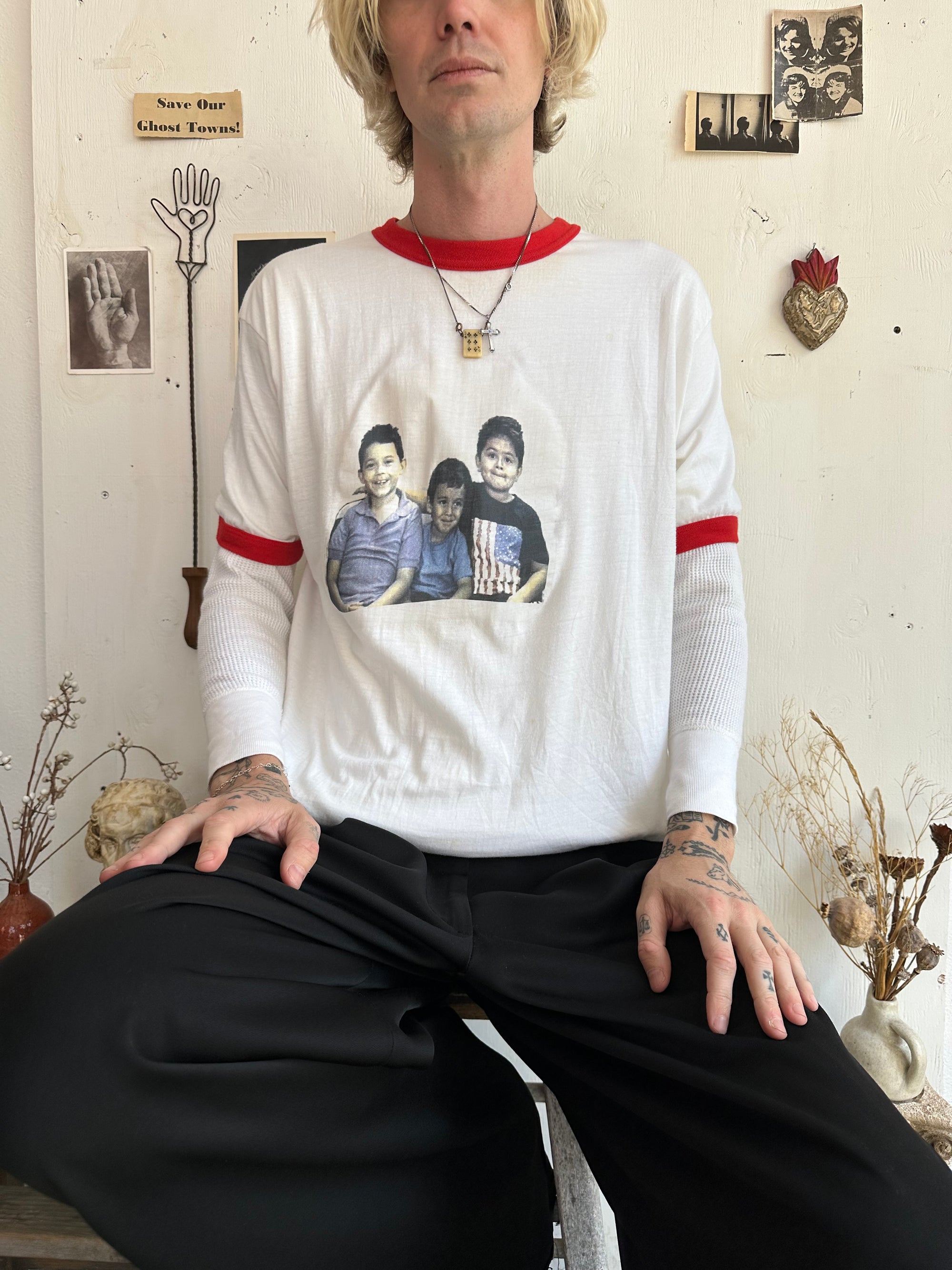 1980s Well Worn Family Portrait Ringer