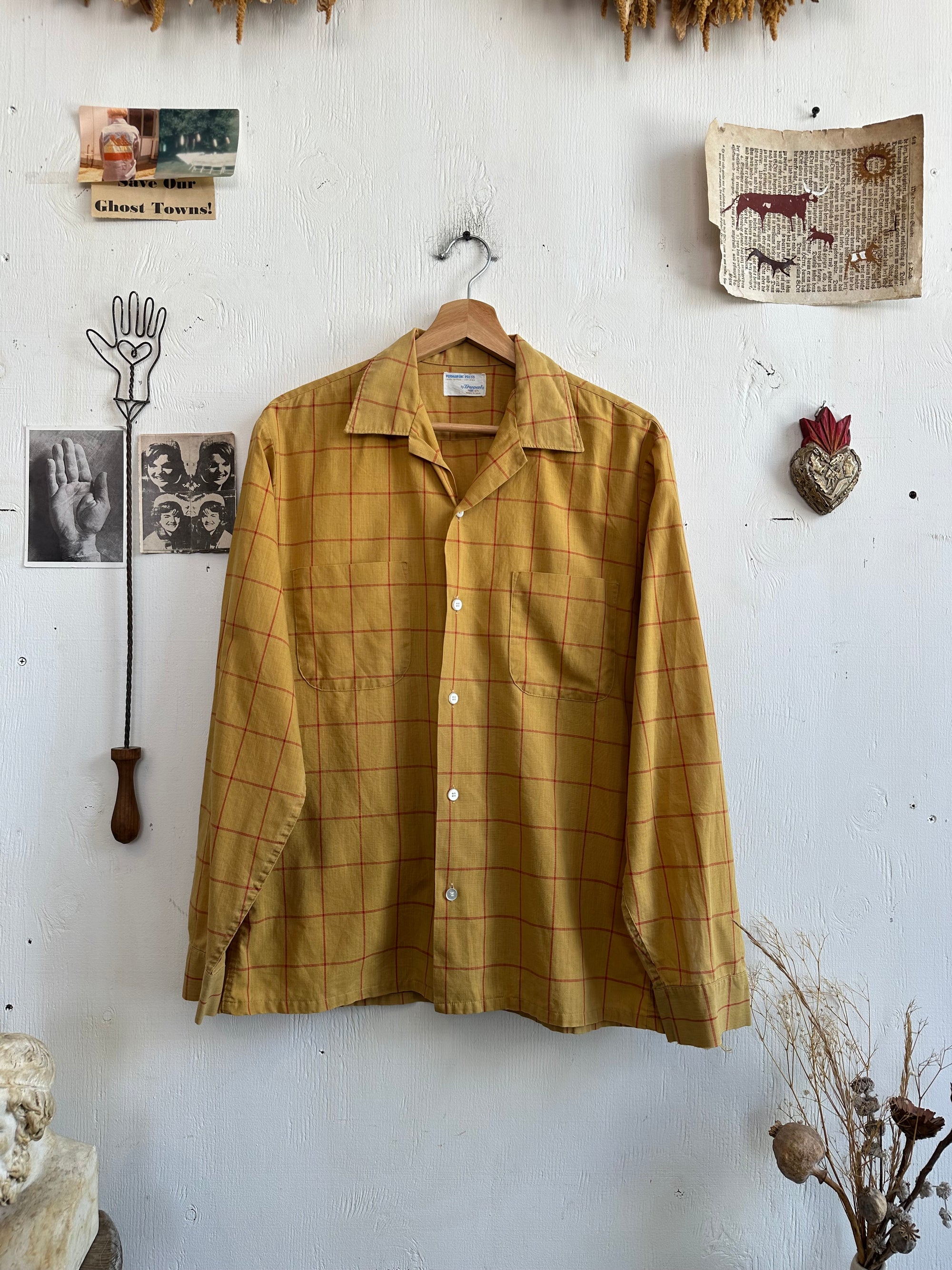 1970s Yellow and Red Window Check Shirt