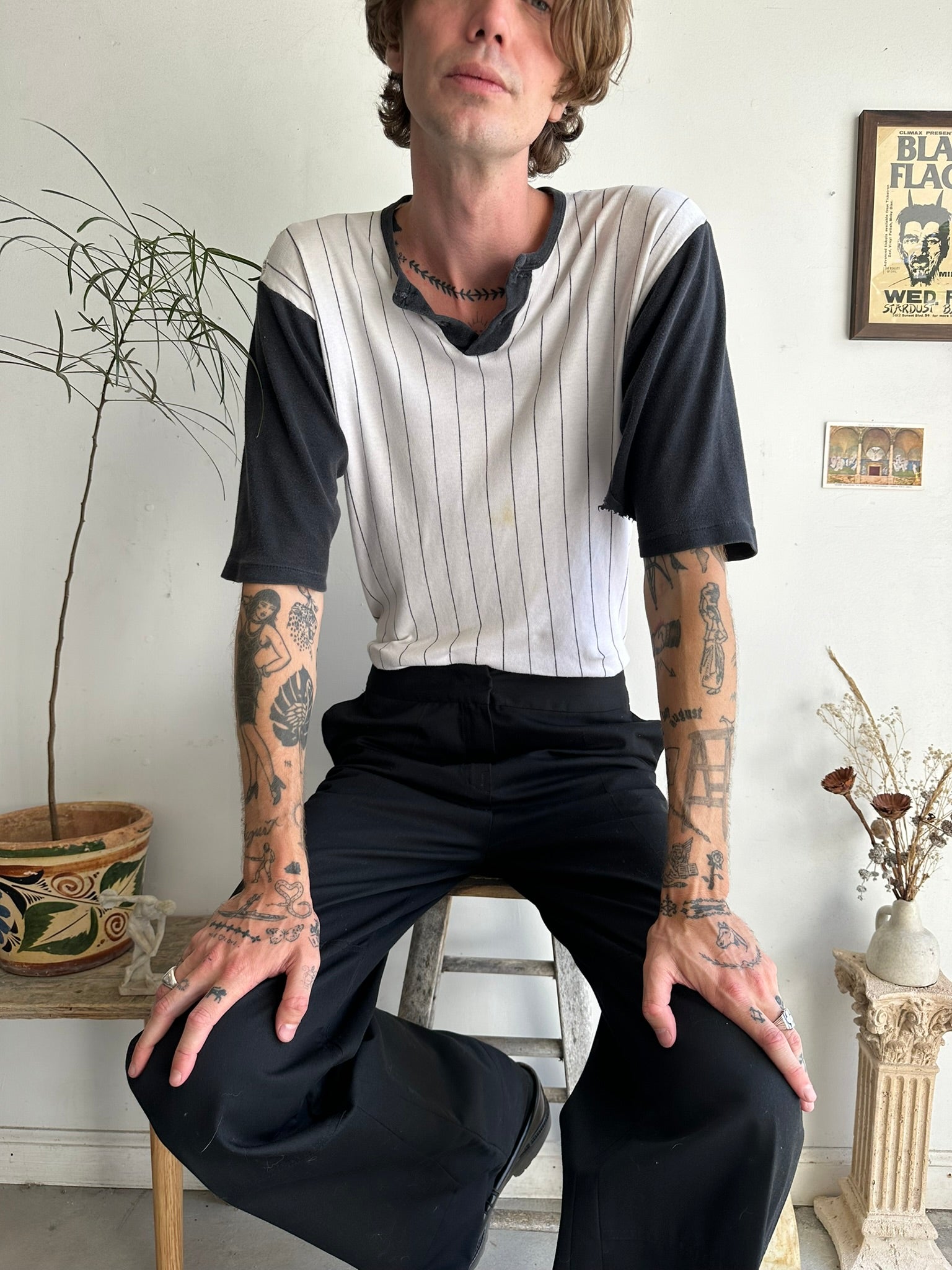 1970s Striped Baseball Henley (M)
