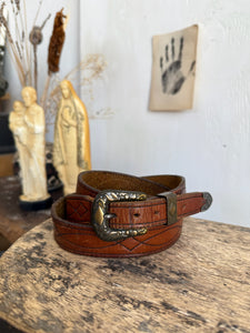 Vintage Diamond Stitched Western Belt (36” - 40”)