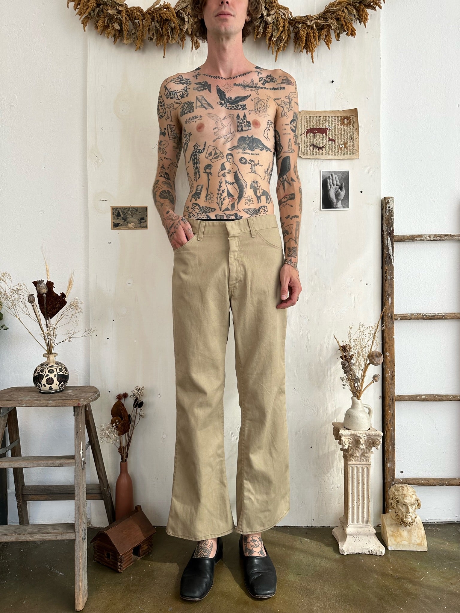 1970s Khaki Flares (32/29)