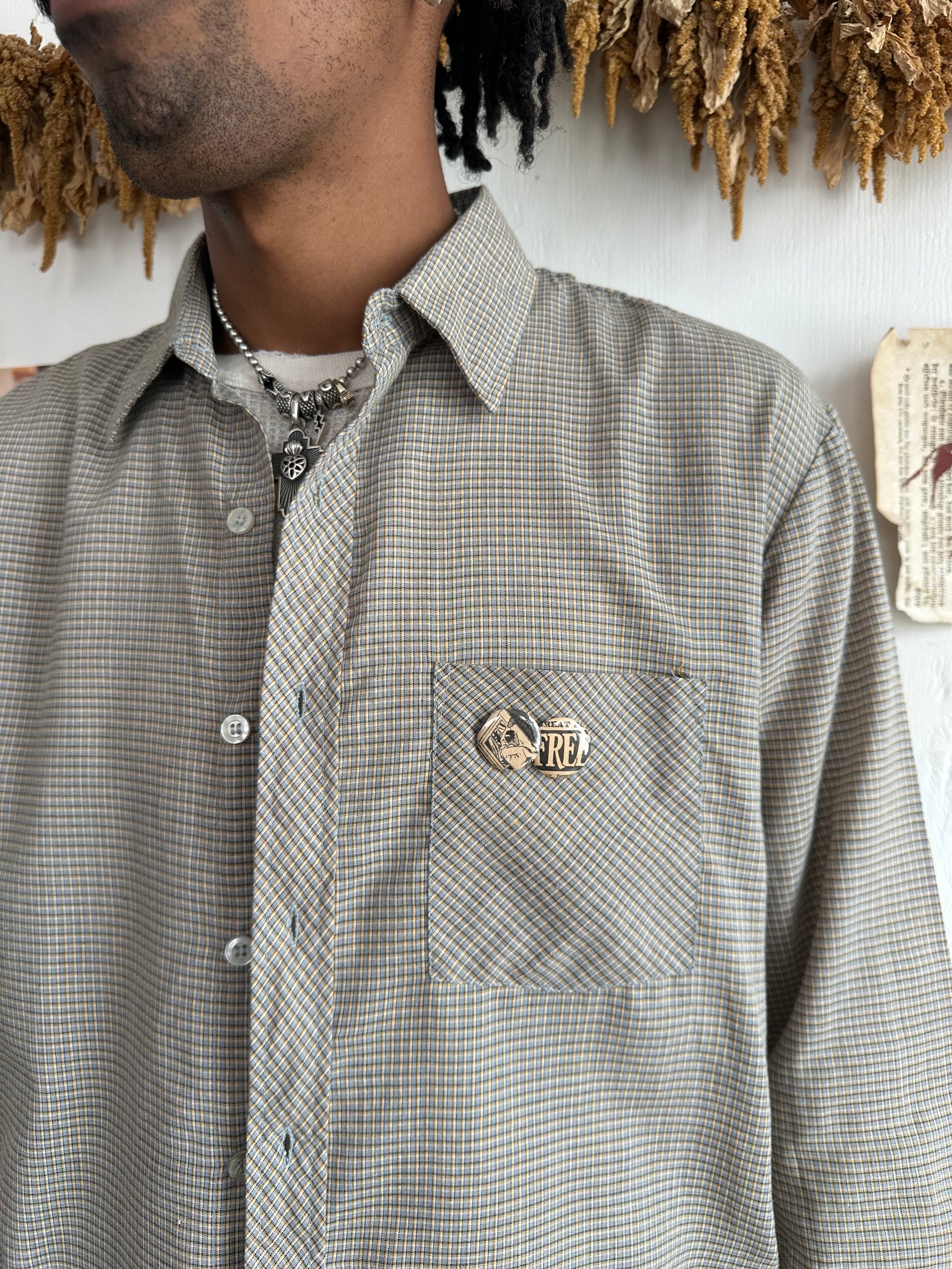 1970s Check Shirt W/ Pins