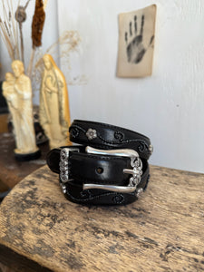 1990s Brighton floral Studded Beaded Belt (33” - 37”)