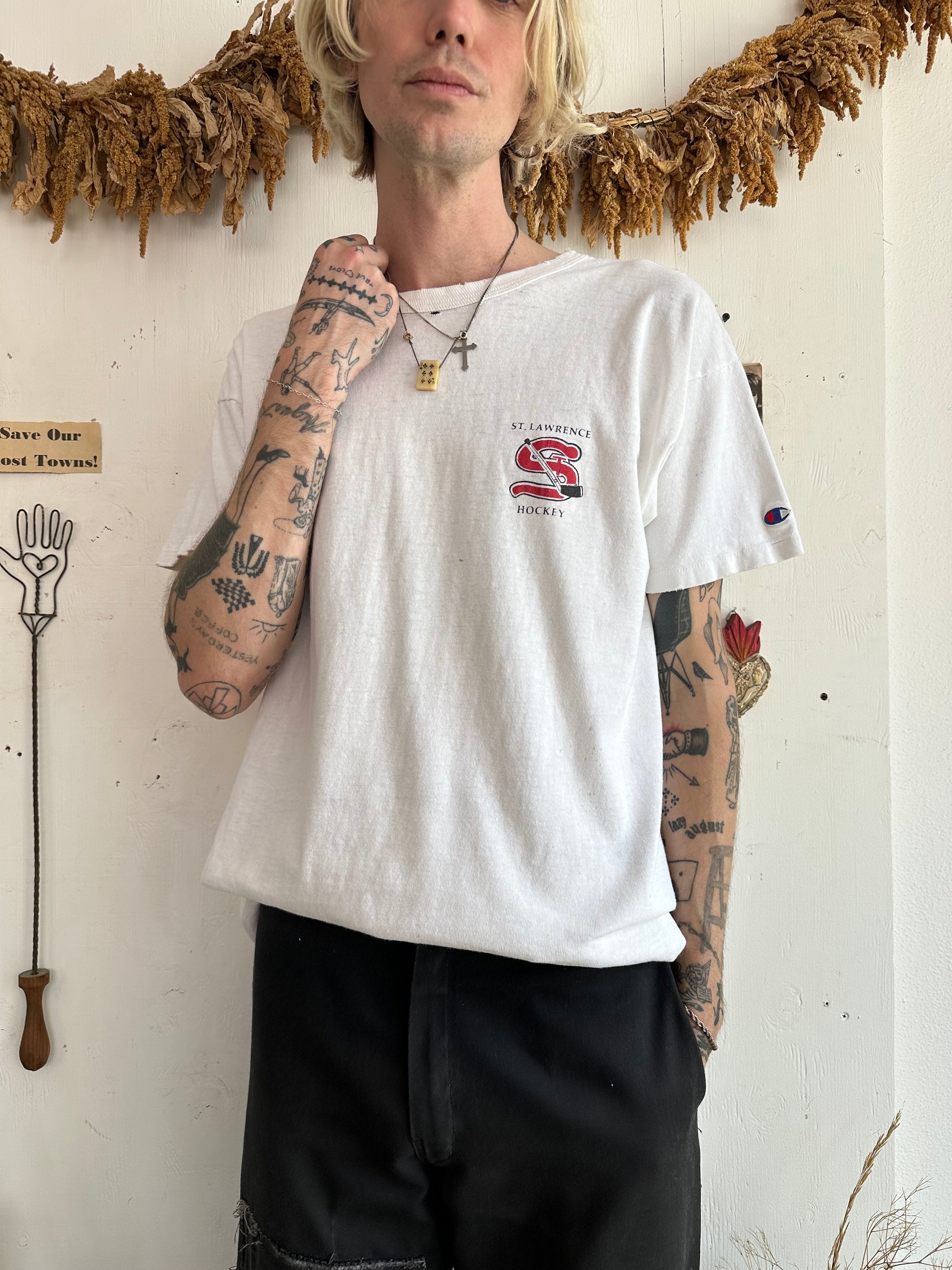 1990s Well Worn Champion St. Lawrence Hockey Tee