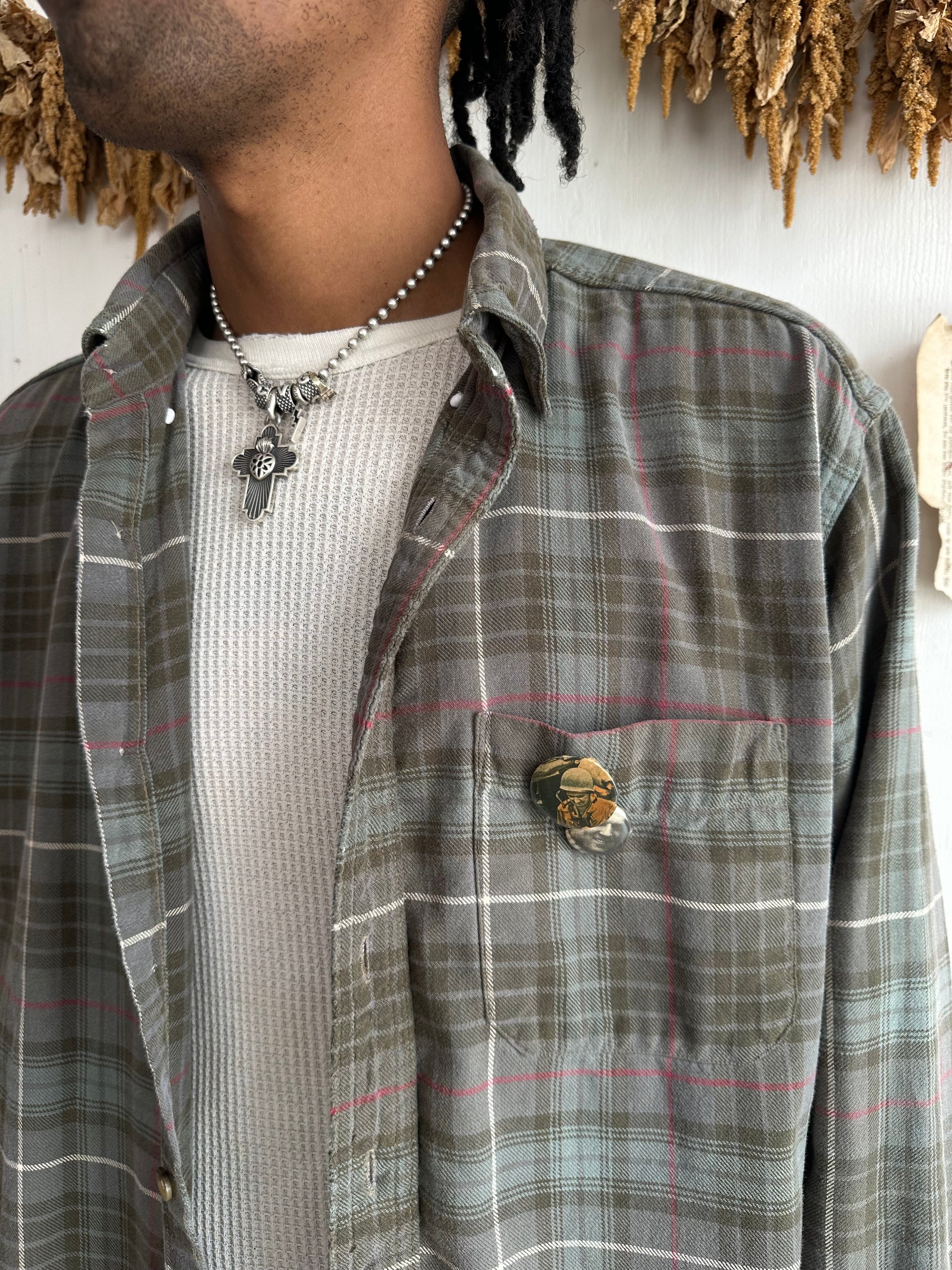 1980s Plaid L.L. Bean Button Up W/ Pins