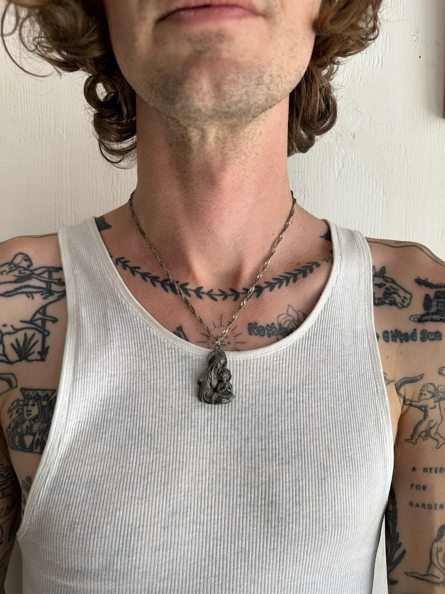 Vintage Mary W/ Child Necklace (18”)