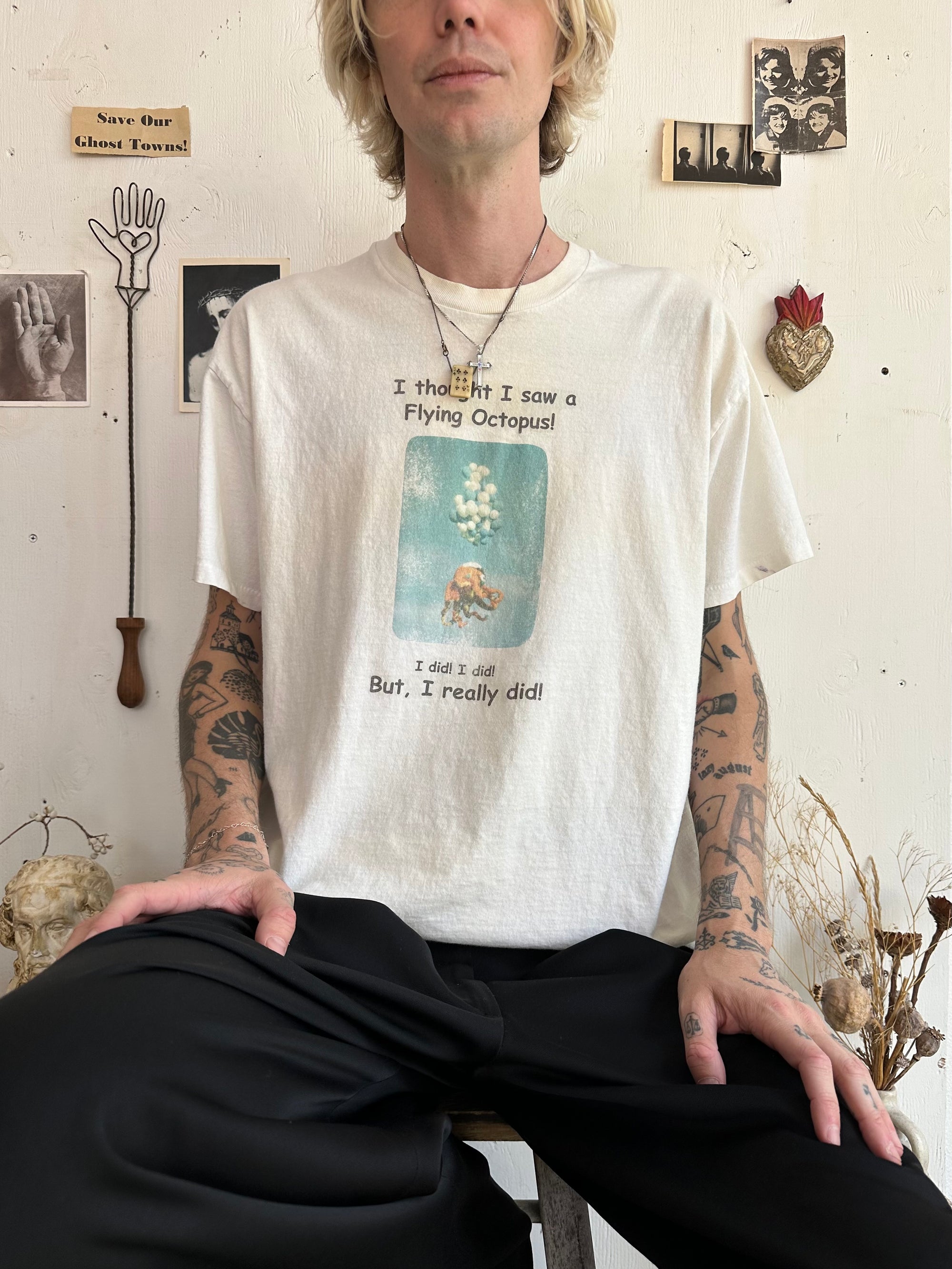 1990s Well Worn Flying Octopus Tee