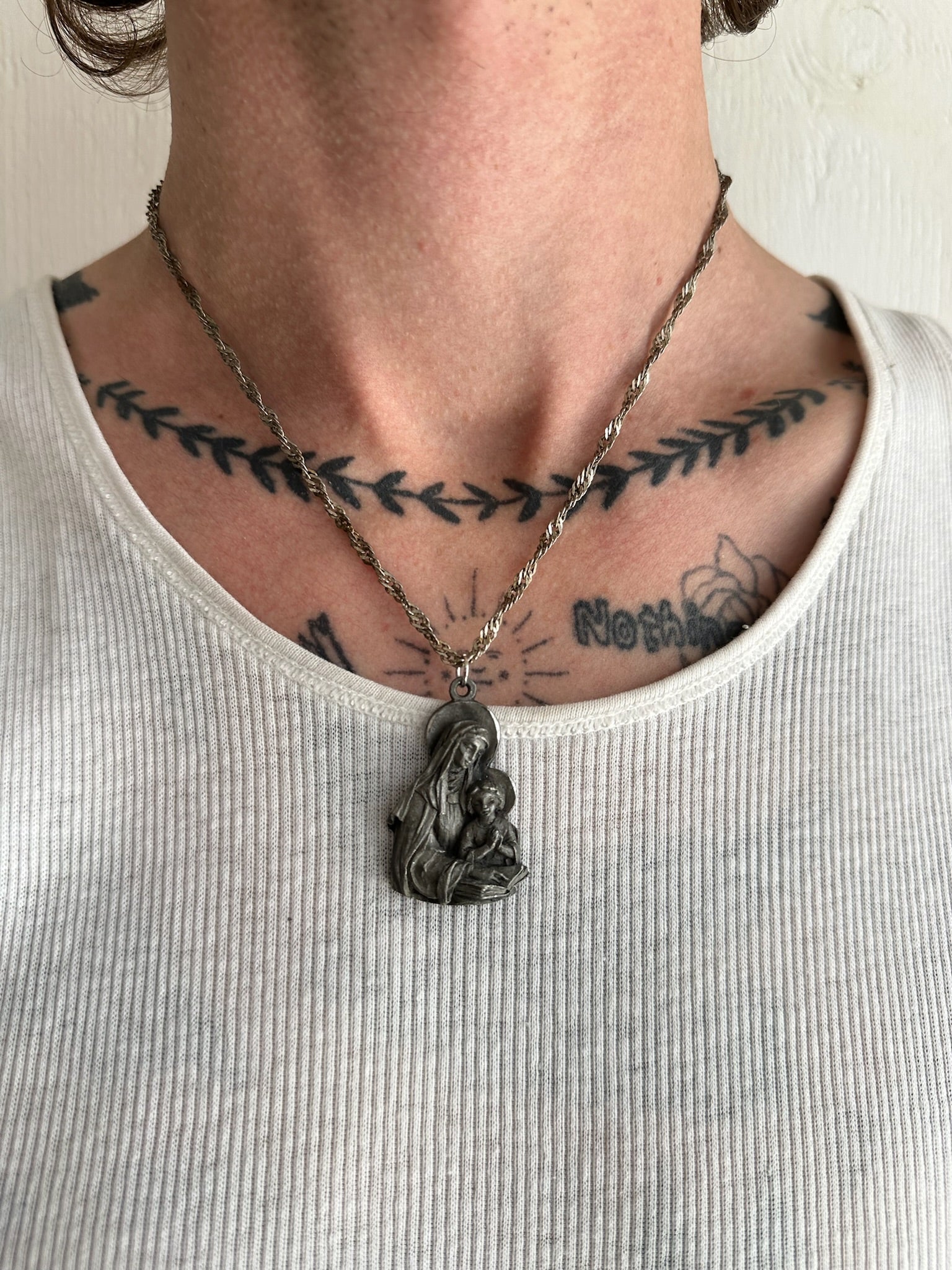 Vintage Mary W/ Child Necklace (18”)