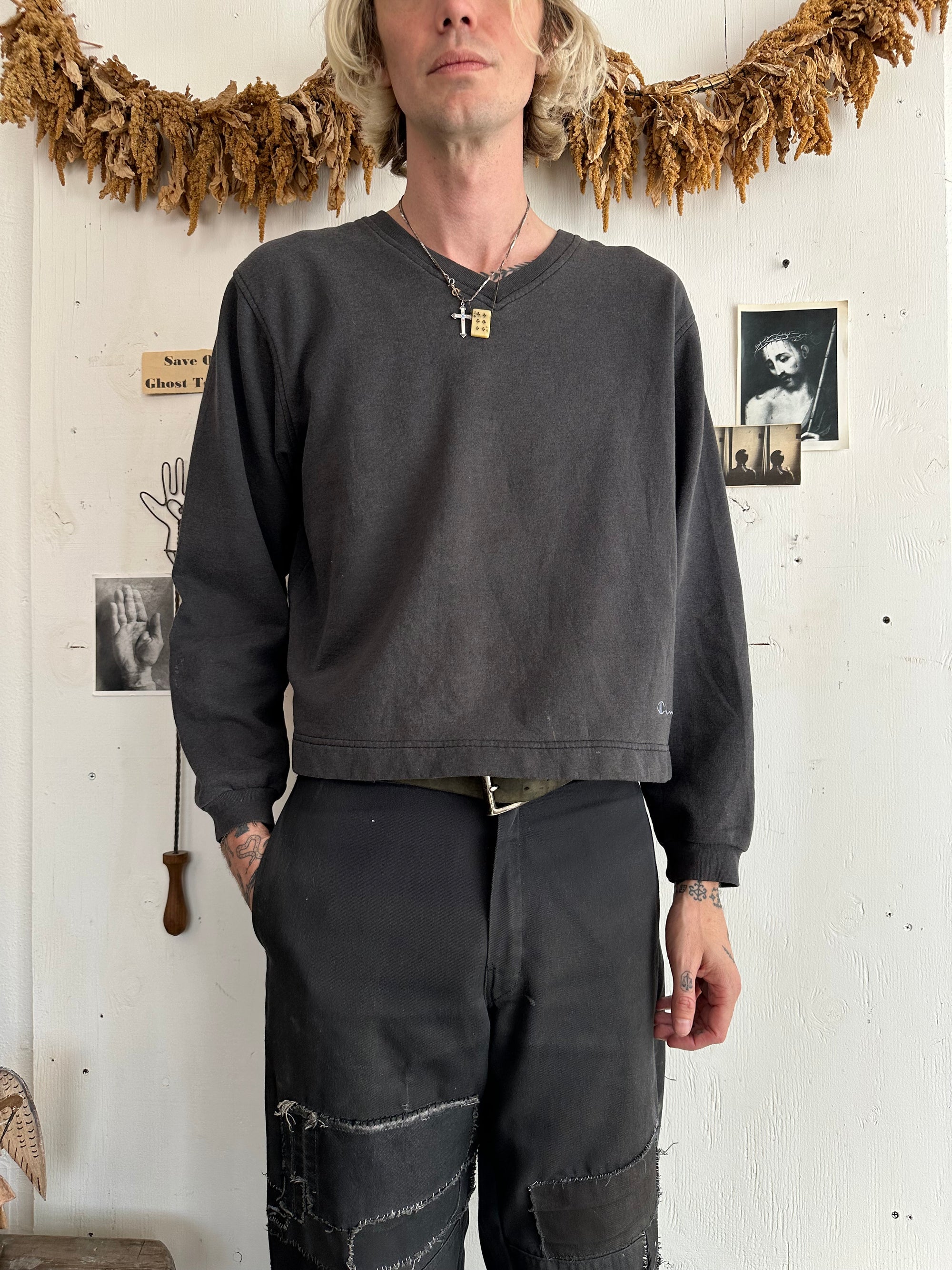 1980s Faded Champion V-Neck Sweatshirt