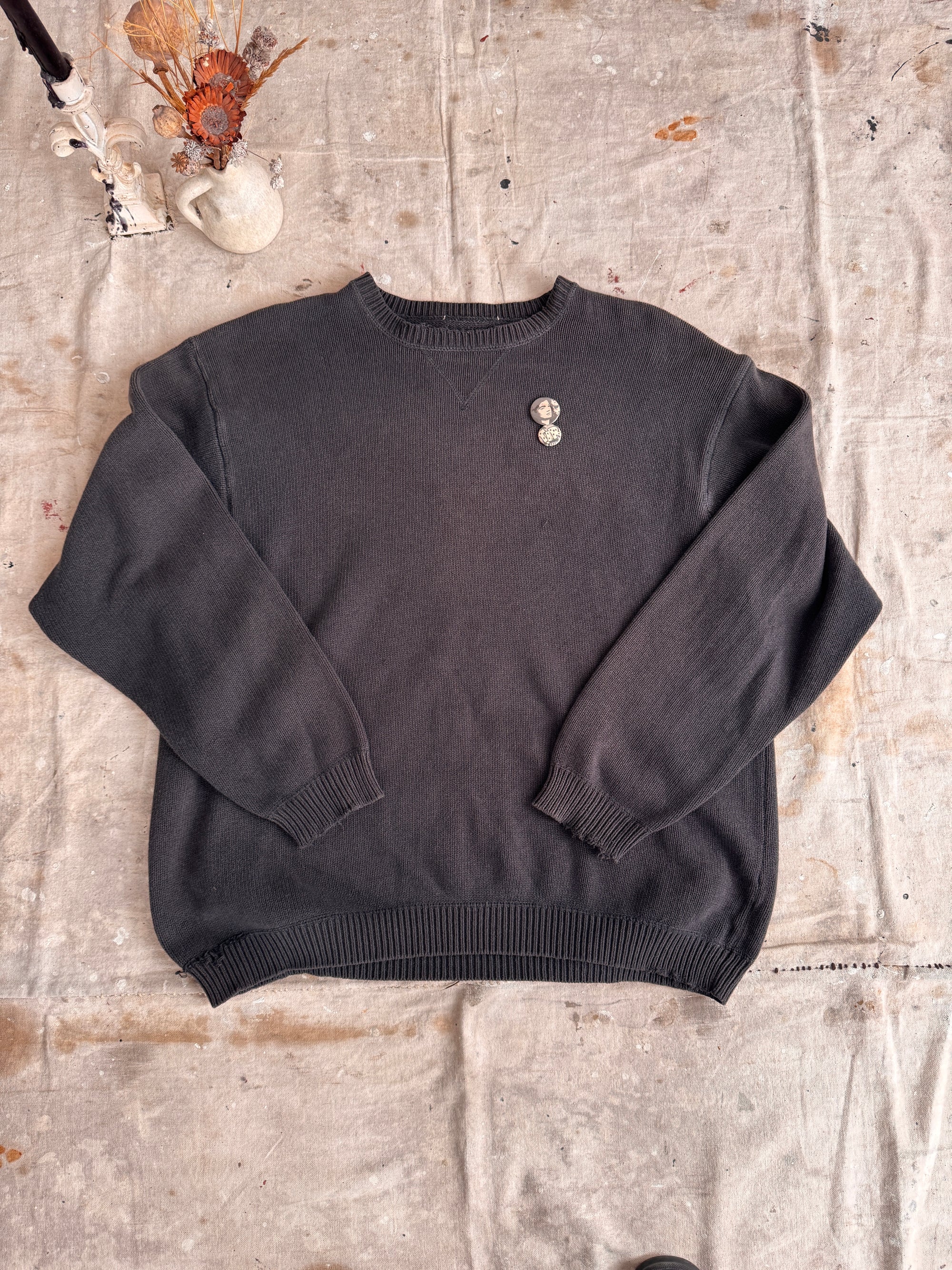 1990s Faded Black Knit W/ Pins