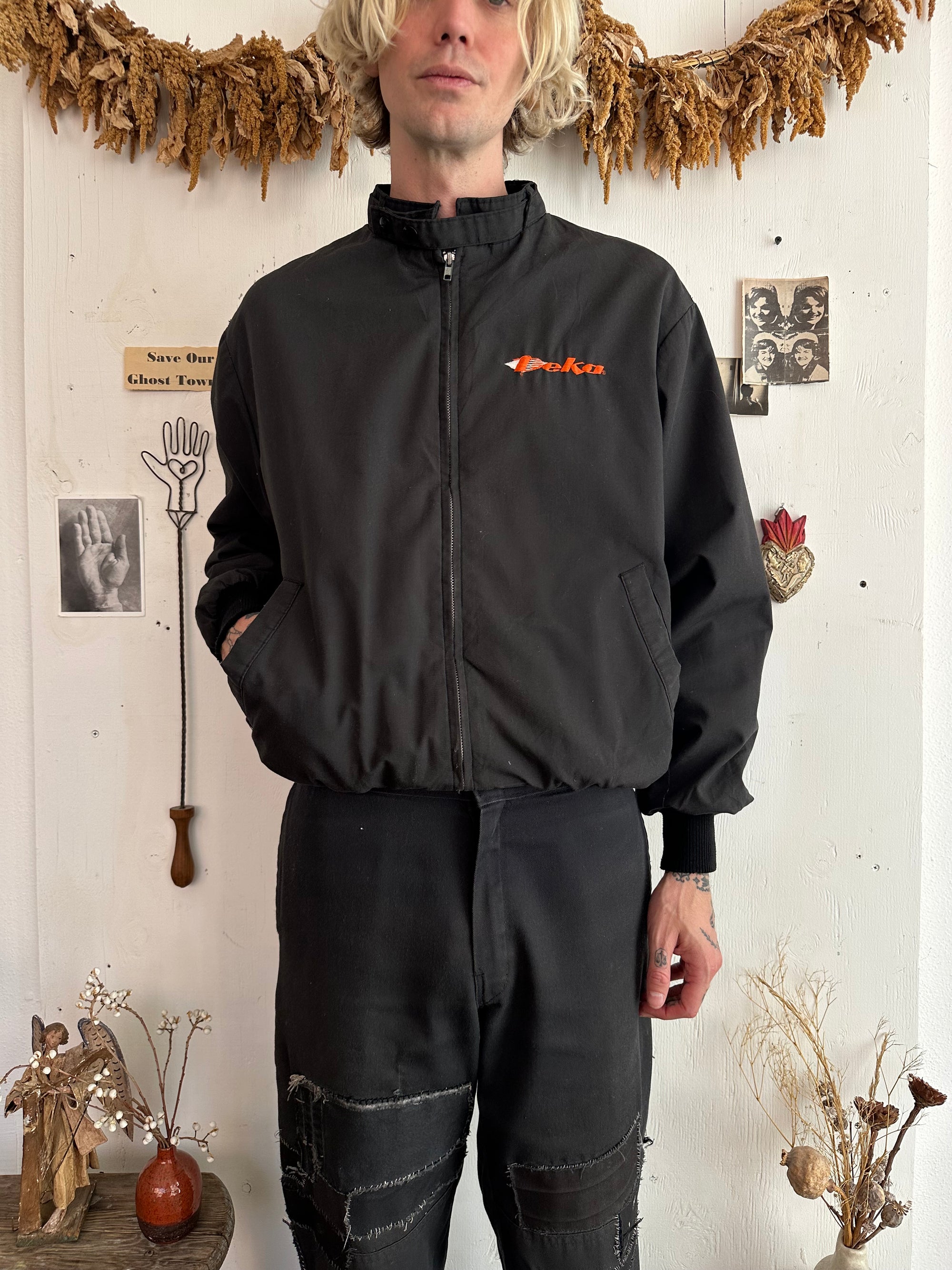 1980s Plaid Lined Funnel Neck Jacket