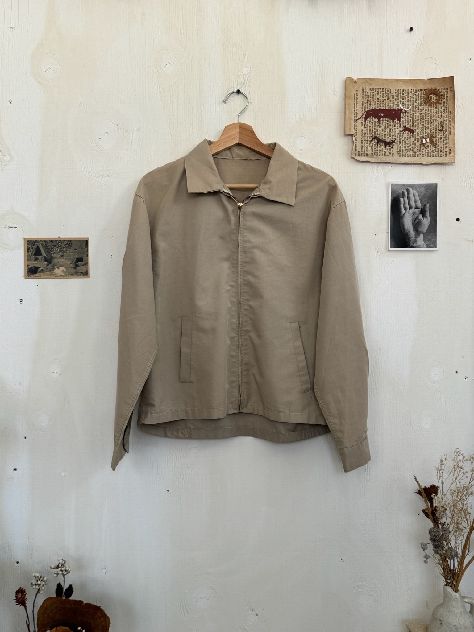 1960s Thin Khaki Work Jacket (Boxy M)