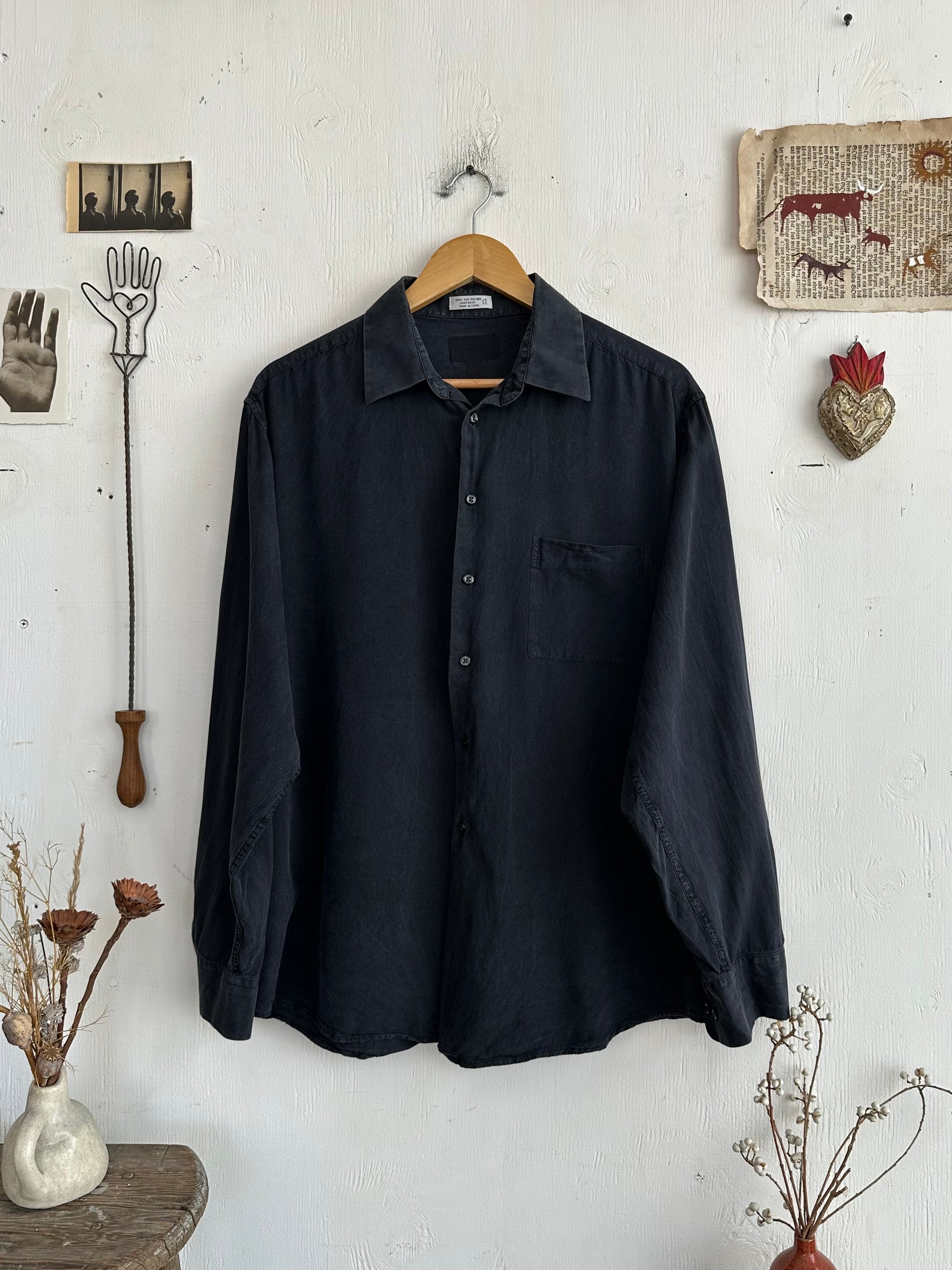 1990s 100% Silk Shirt W/ Pendants