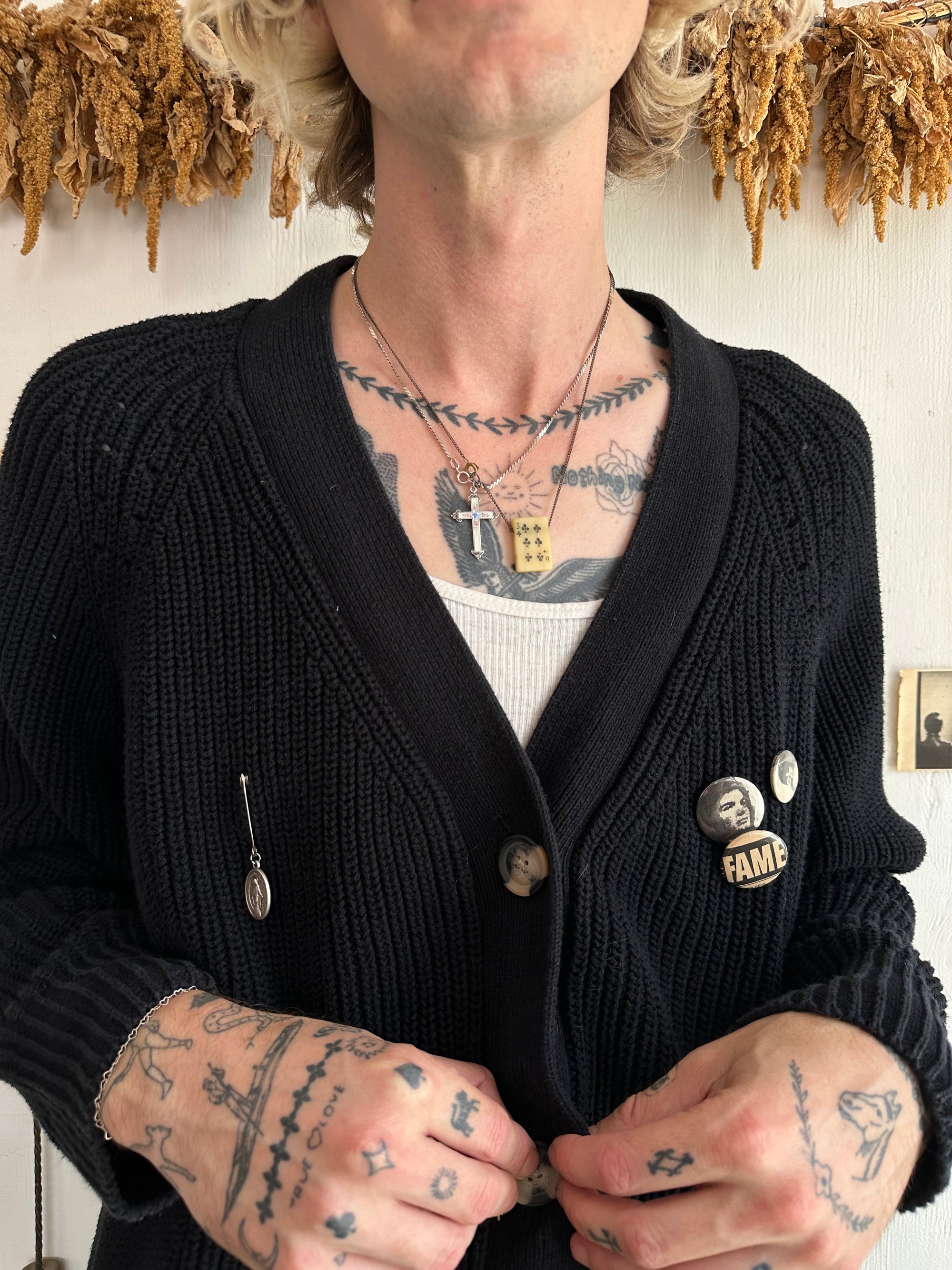 1990s GAP Cotton Knit Cardigan W/ Pins