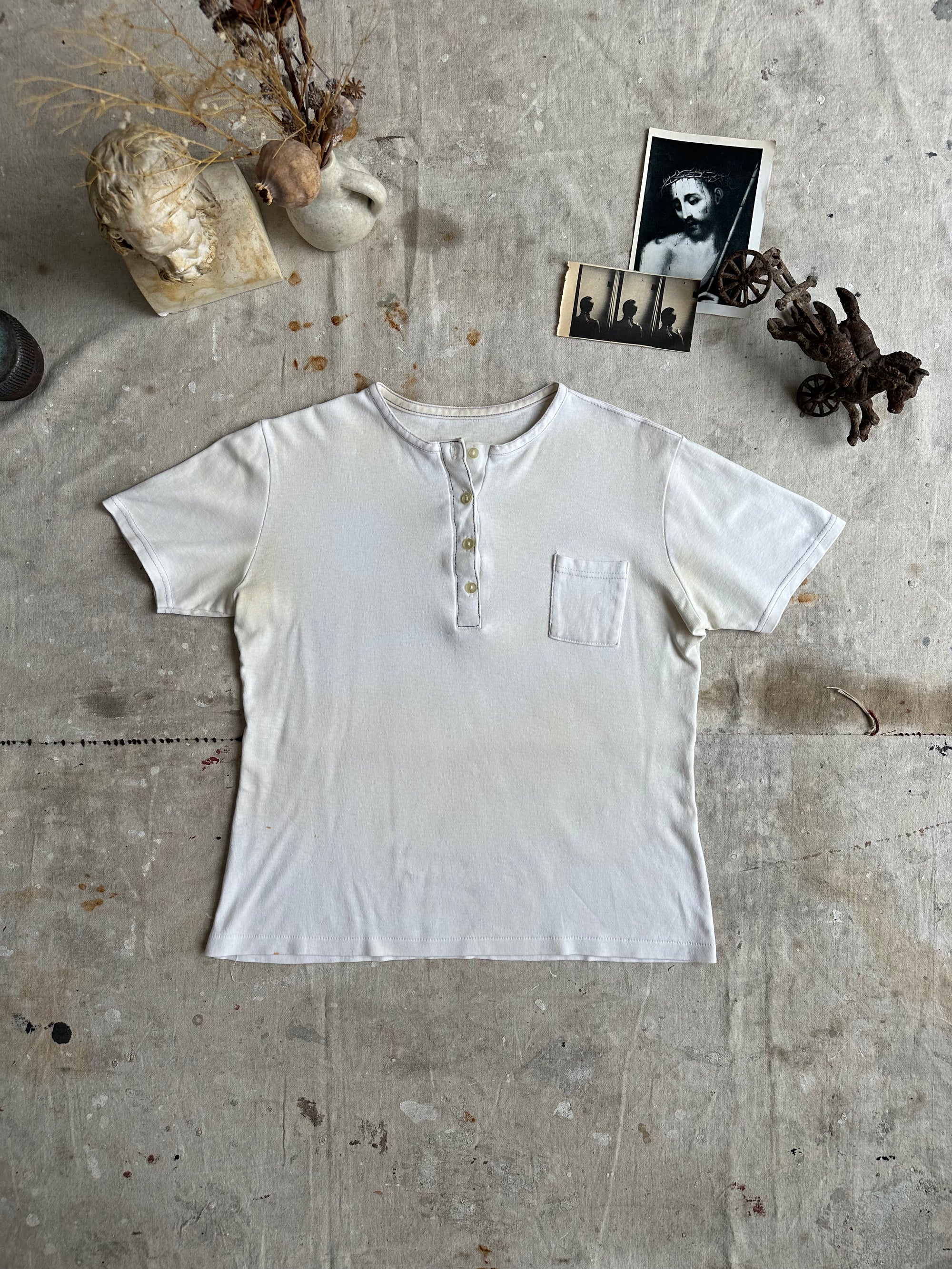 1980s Well Worn Short Sleeve Henley