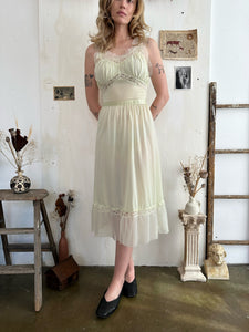 1960s Sage Green Nylon Slip Dress (S)