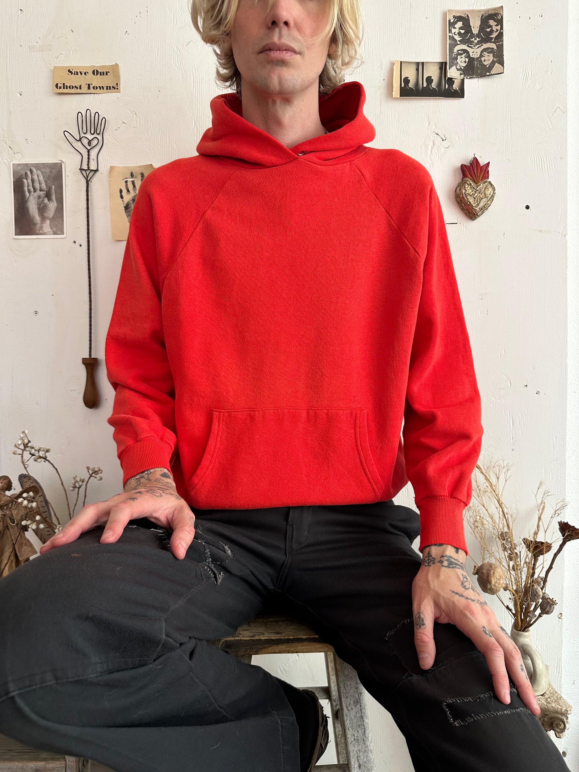 1980s Sunfaded Red Hoodie