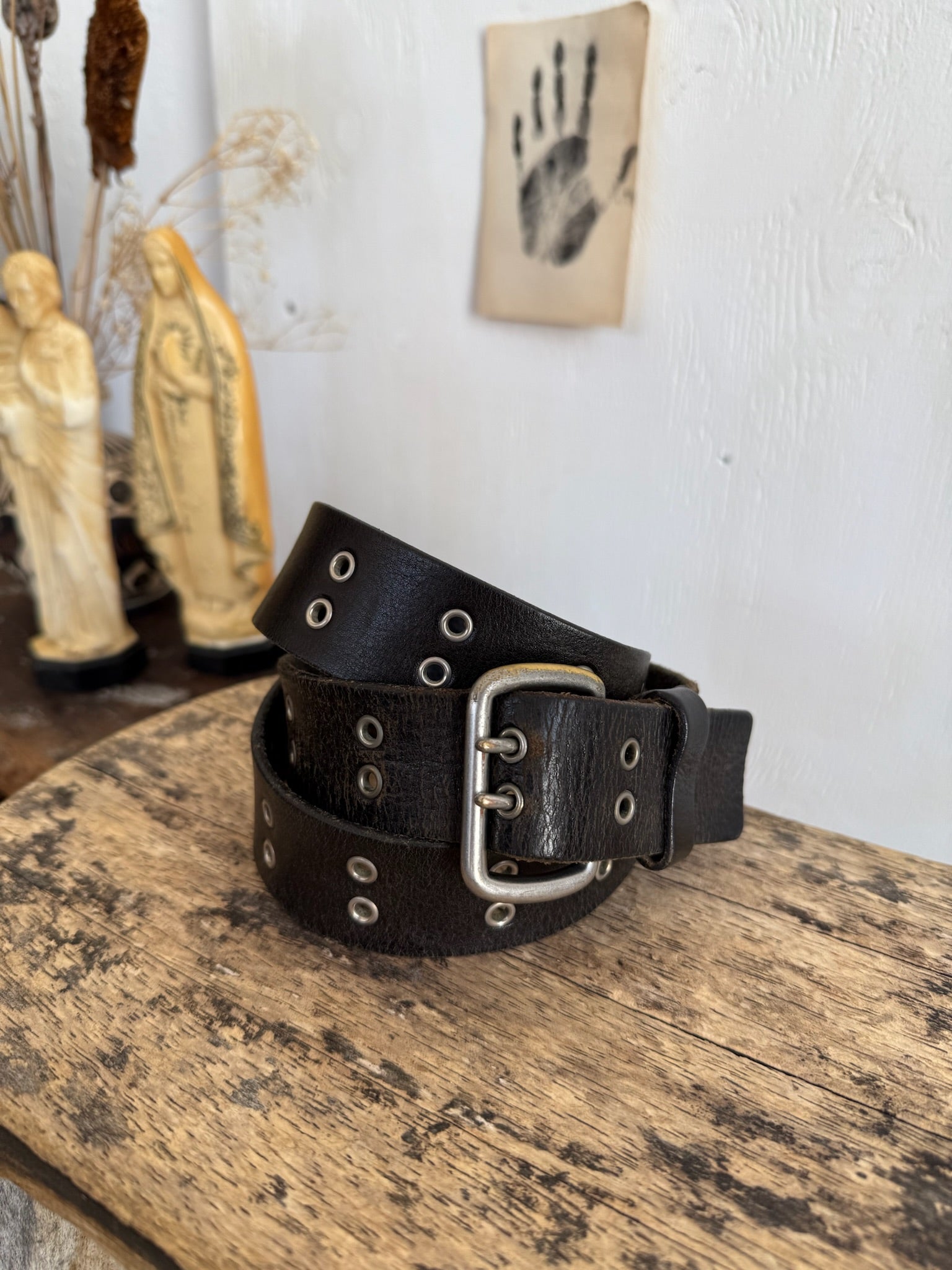1990s Well Worn Double Prong Belt (O.S.)