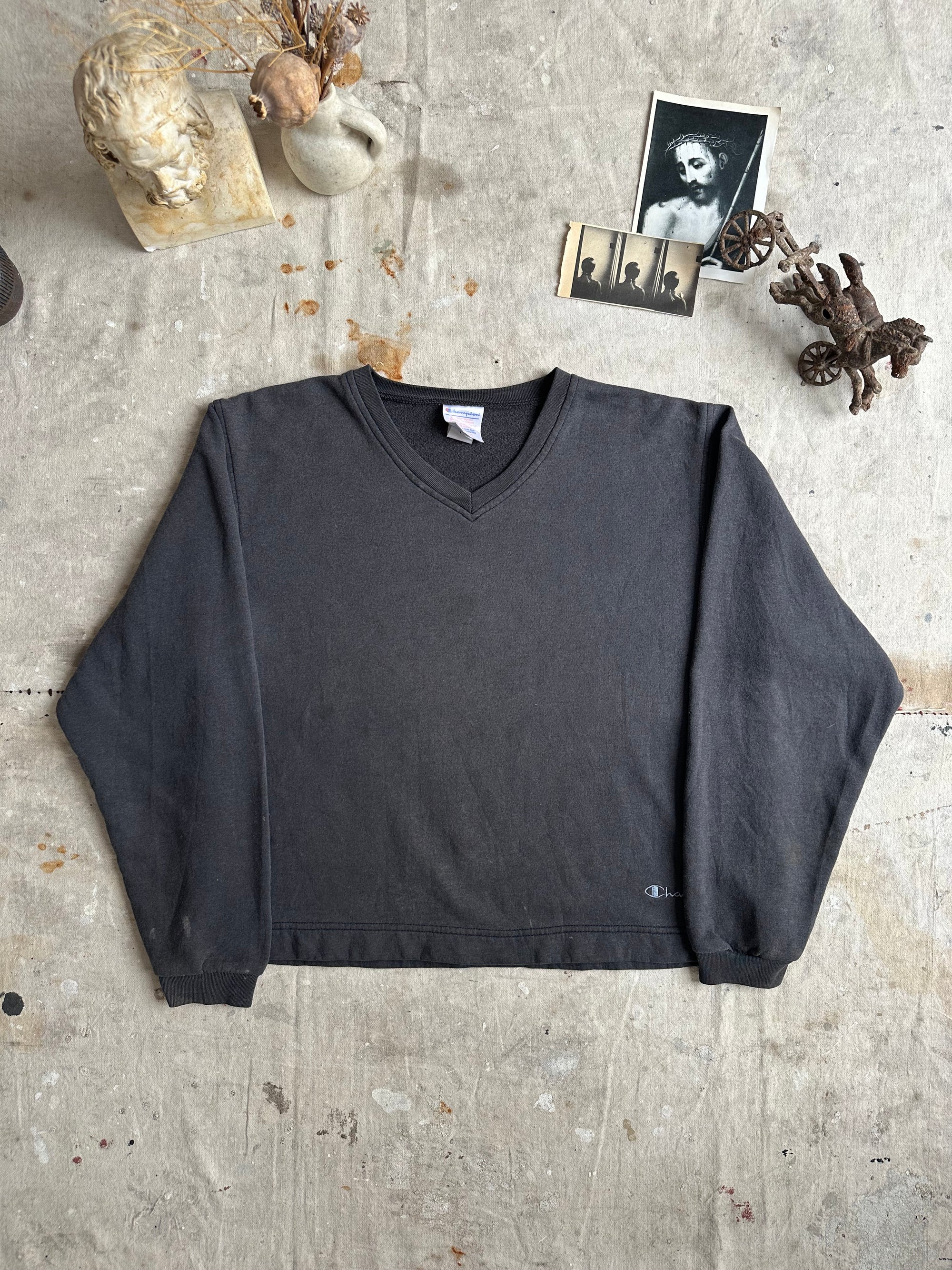 1980s Faded Champion V-Neck Sweatshirt