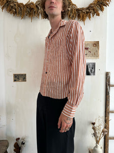 1970S Sheer Striped Button-Up (Boxy M)