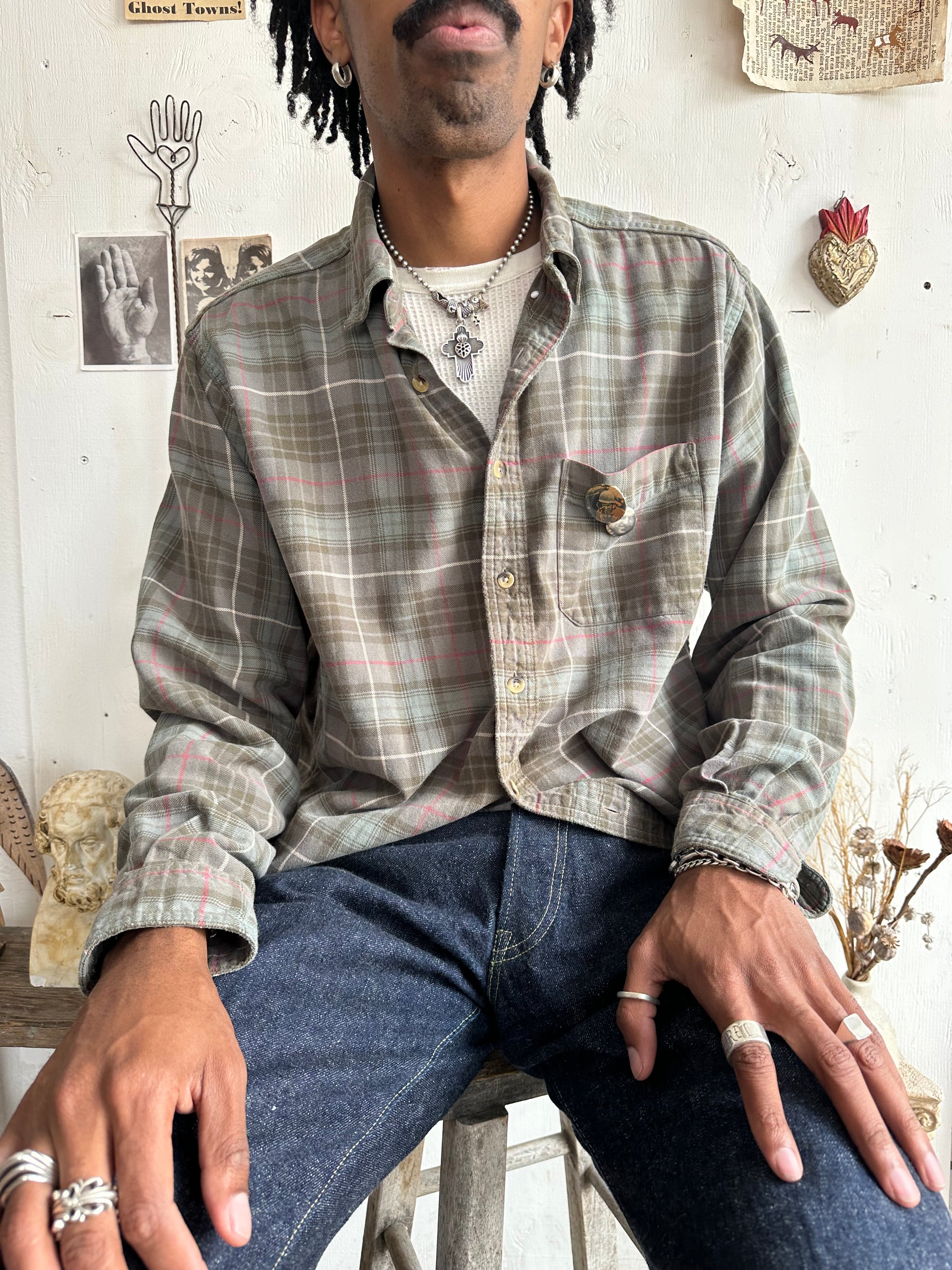 1980s Plaid L.L. Bean Button Up W/ Pins