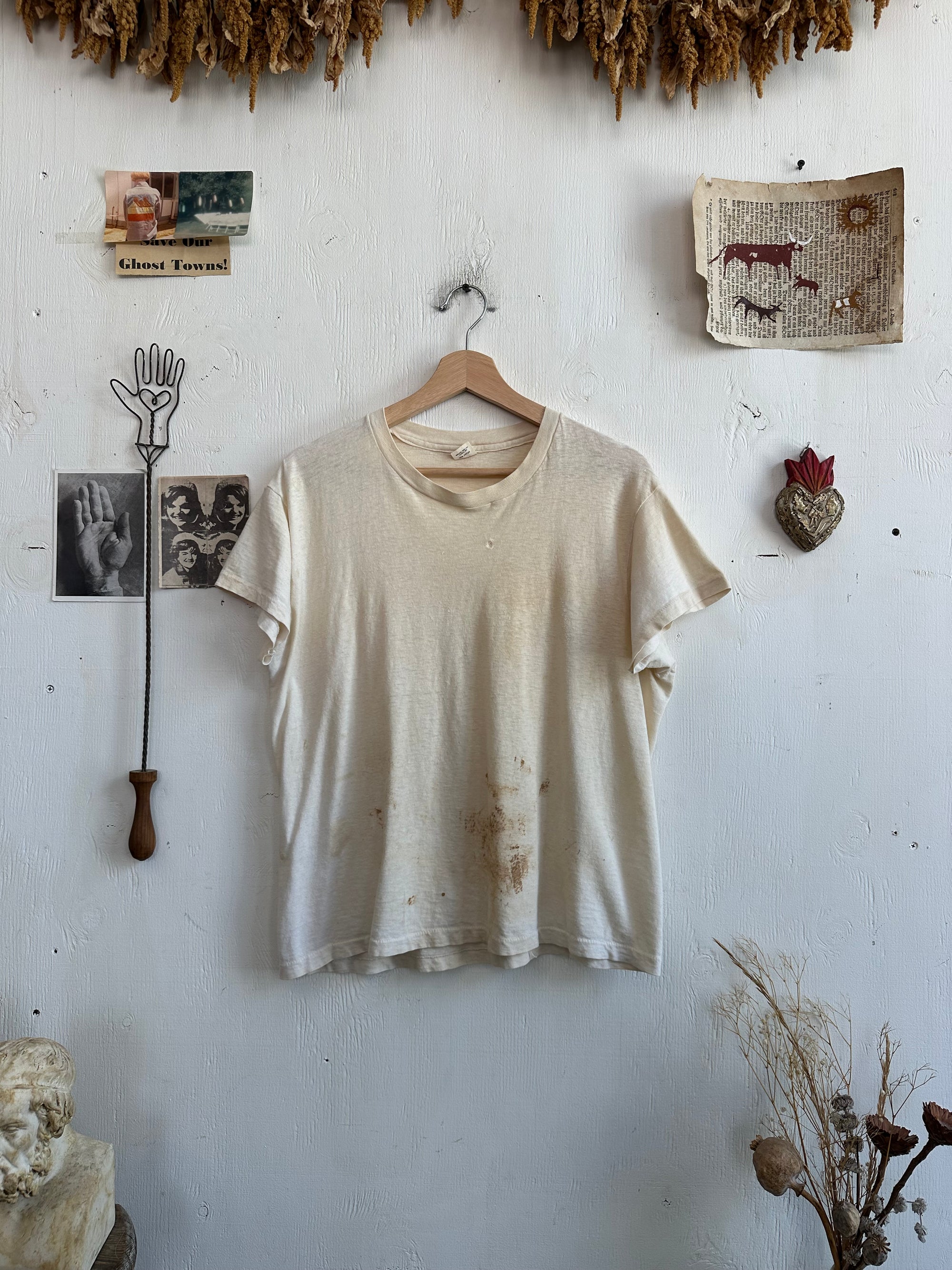 1970s Thrashed Hanes White Blank