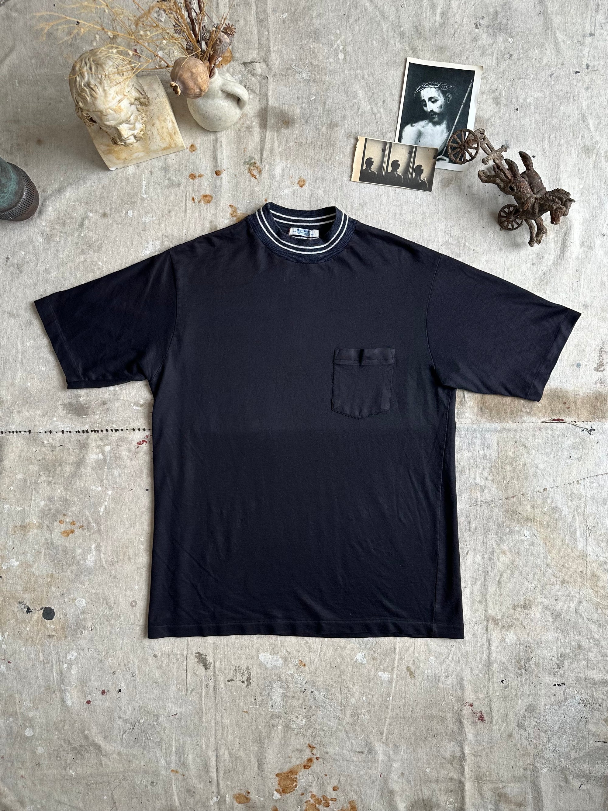 1980s Mock-Neck Pocket Tee