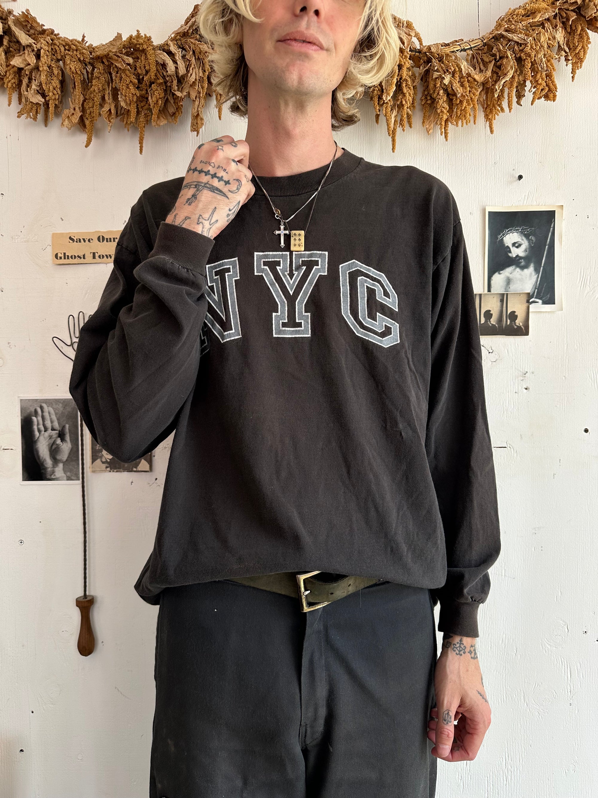1990s Faded Collegiate NYC Long Sleeve