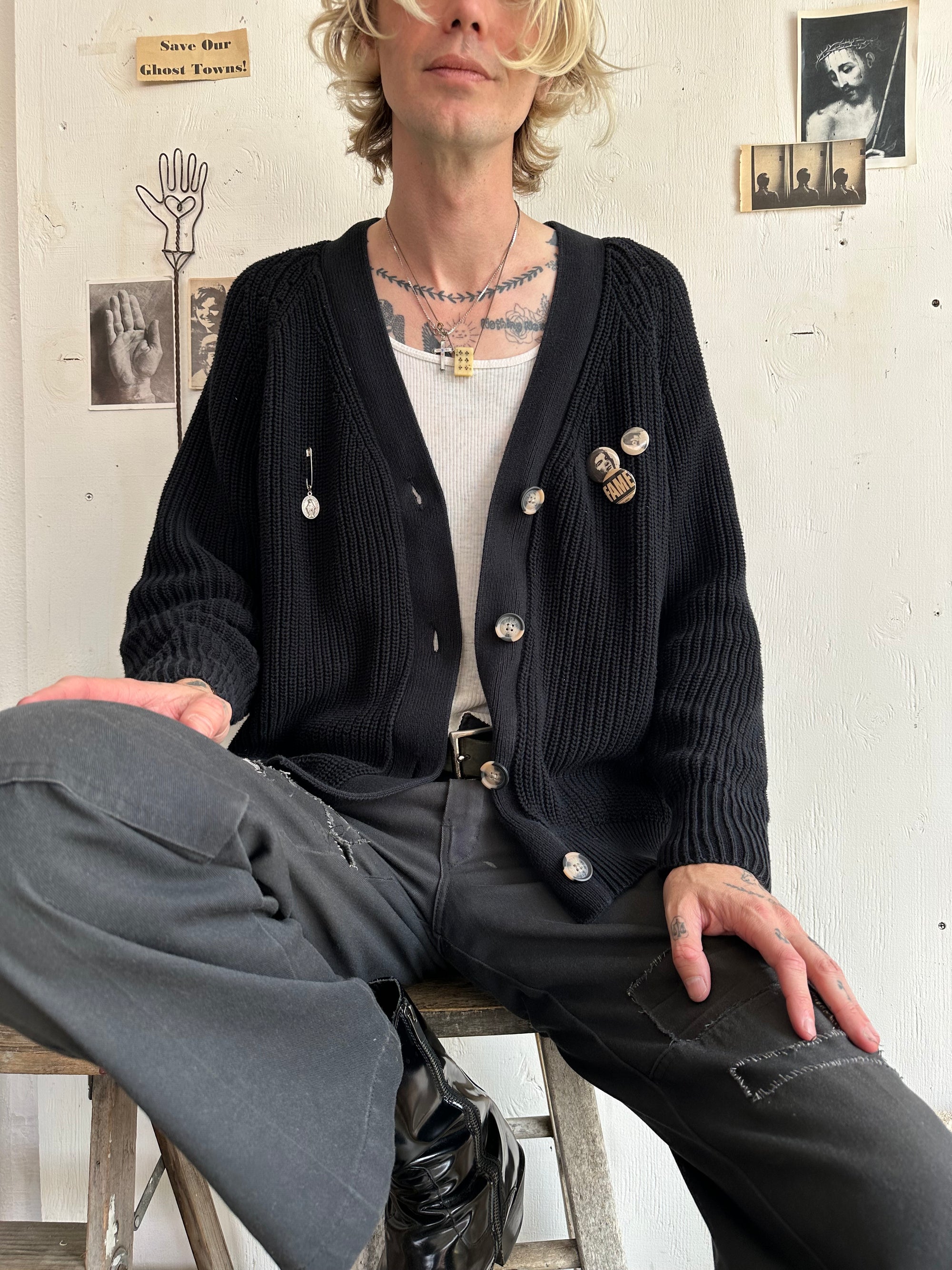 1990s GAP Cotton Knit Cardigan W/ Pins