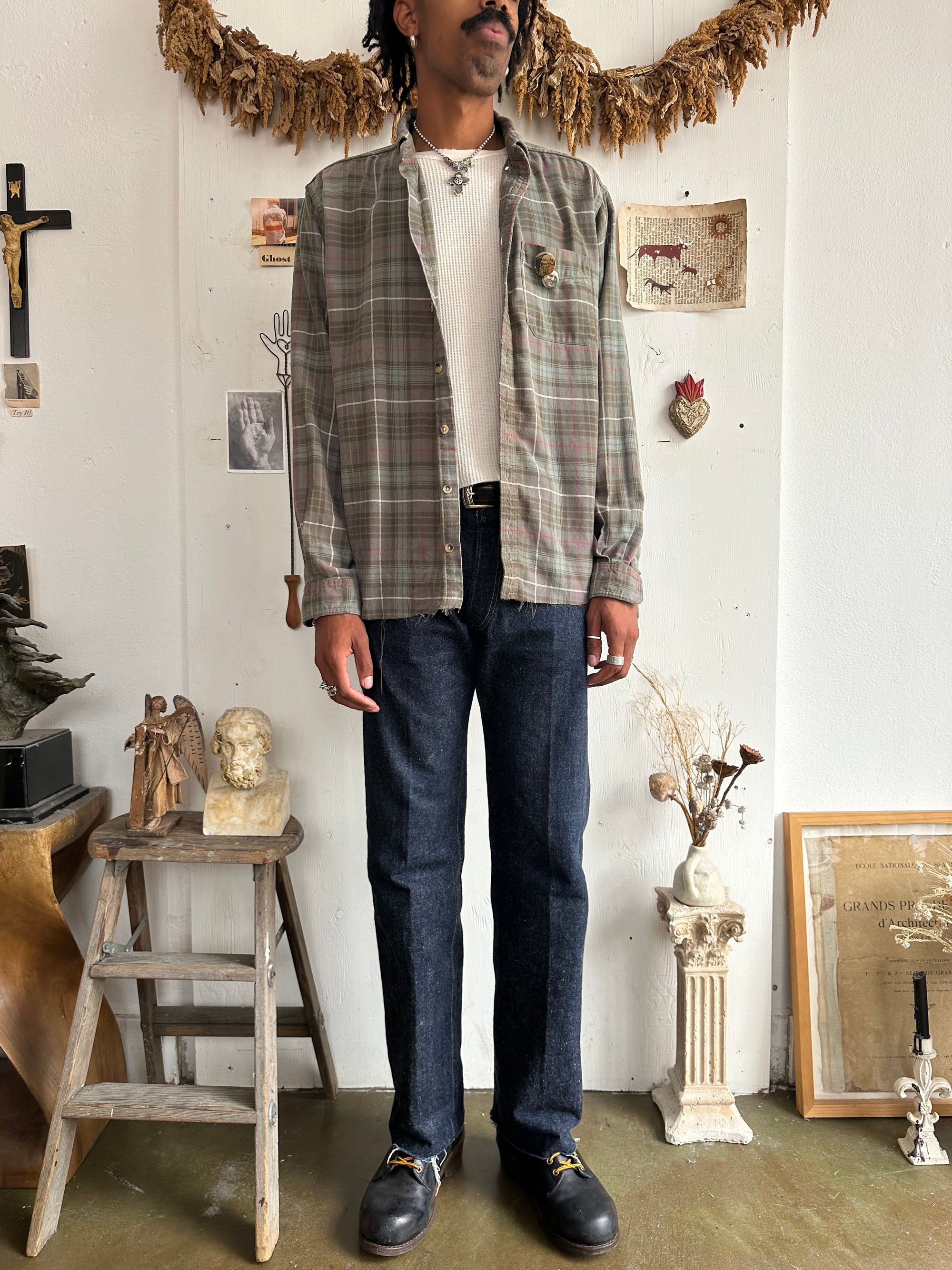 1980s Plaid L.L. Bean Button Up W/ Pins