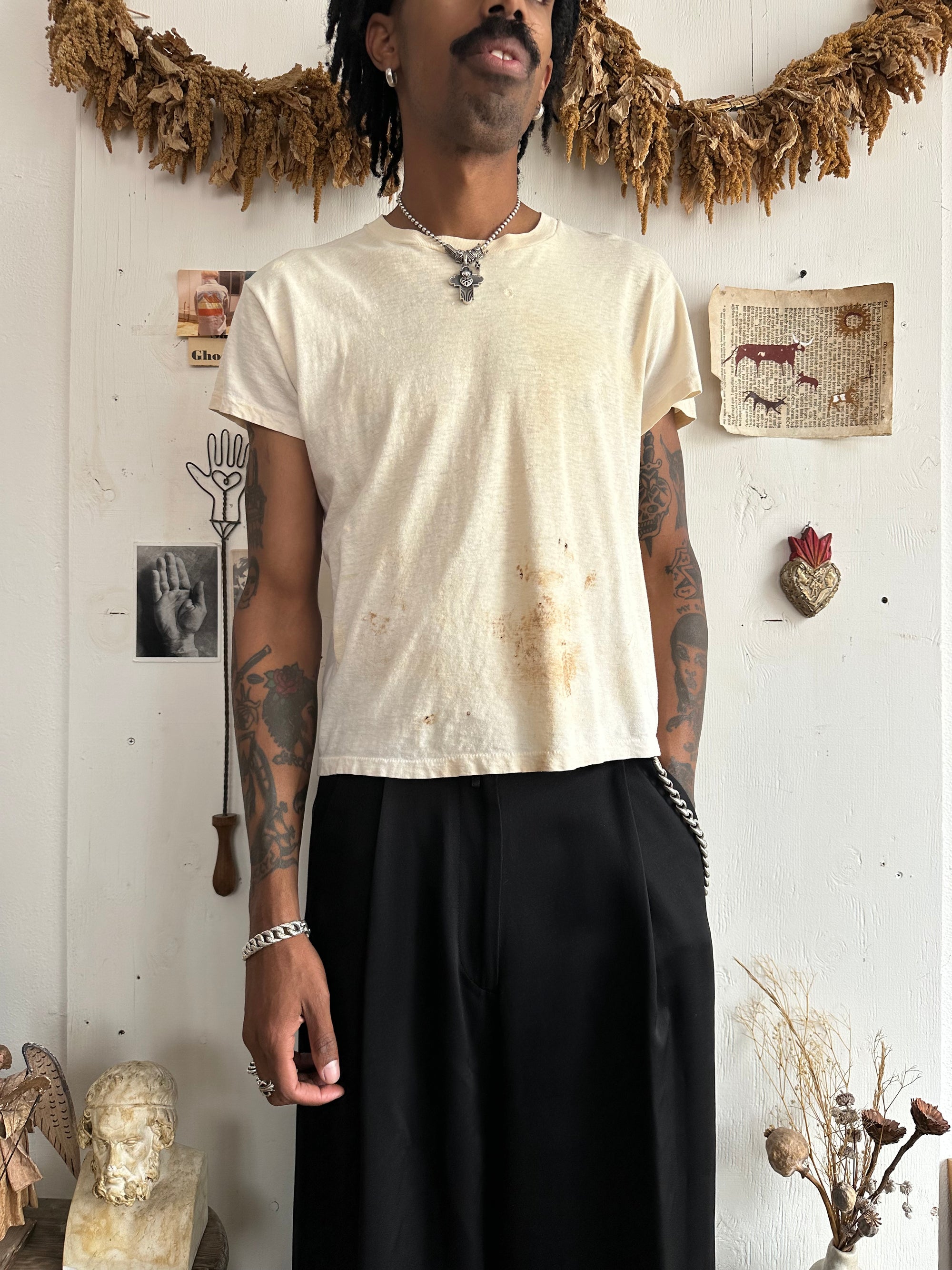1970s Thrashed Hanes White Blank