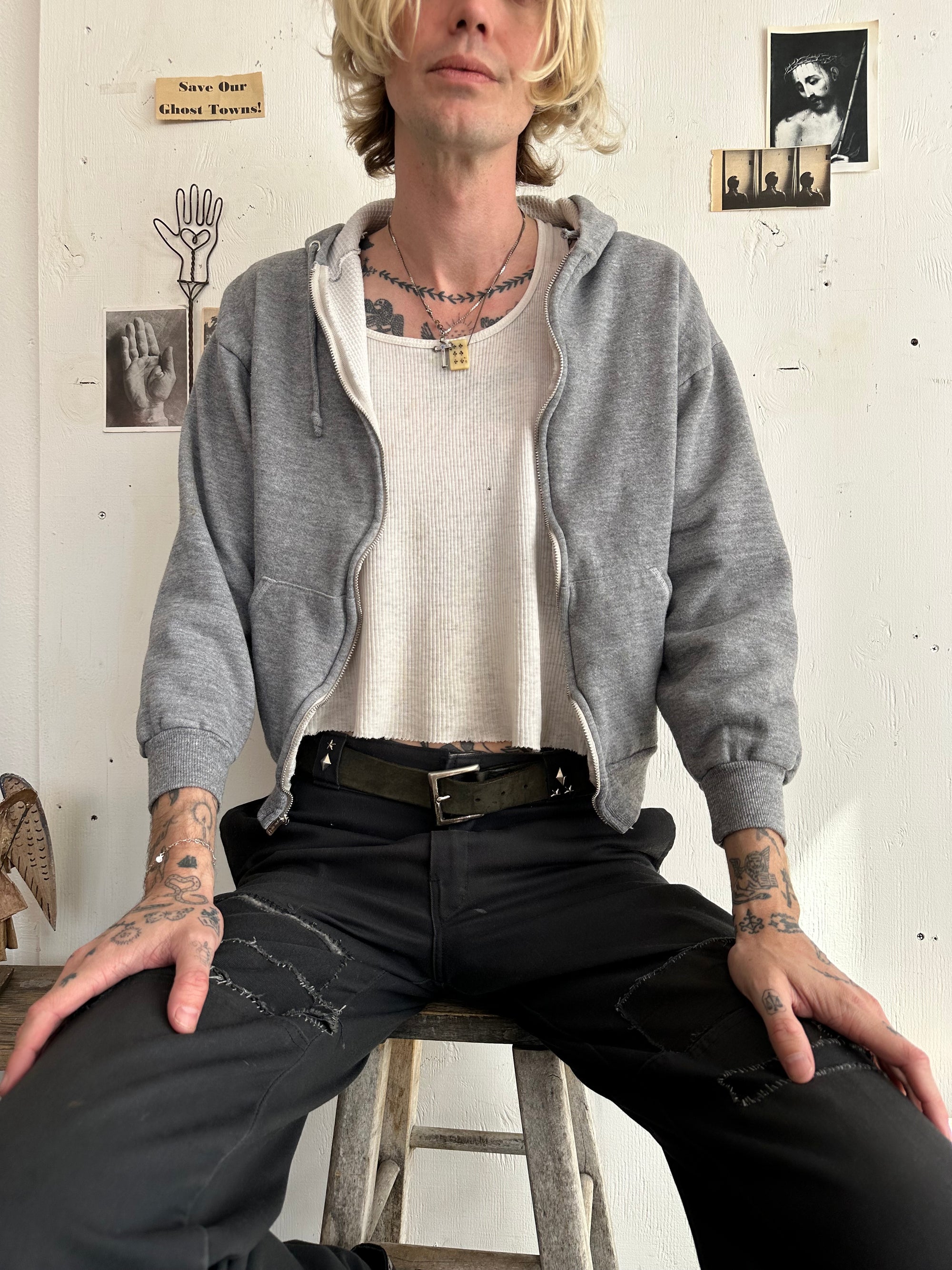 1990s Grey Dickies Thermal Lined Zip-Up