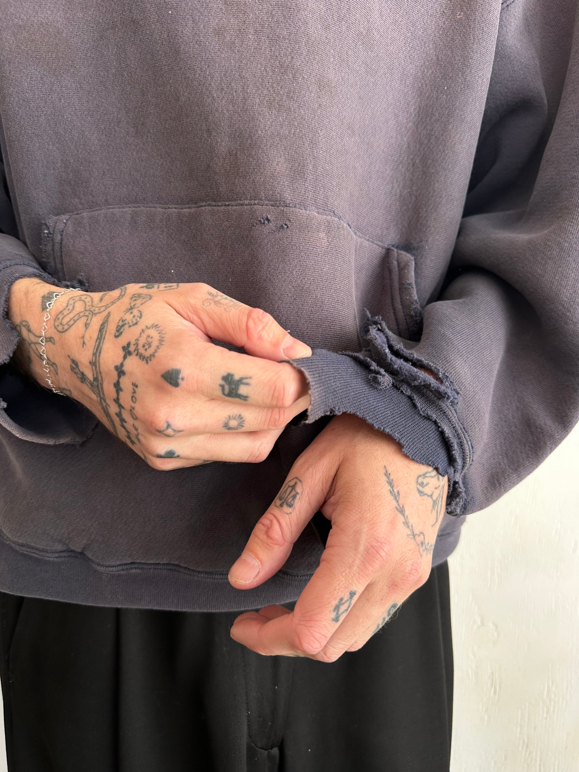 1990s Thrashed and Sunfaded Heavyweight Hoodie W/ Pins
